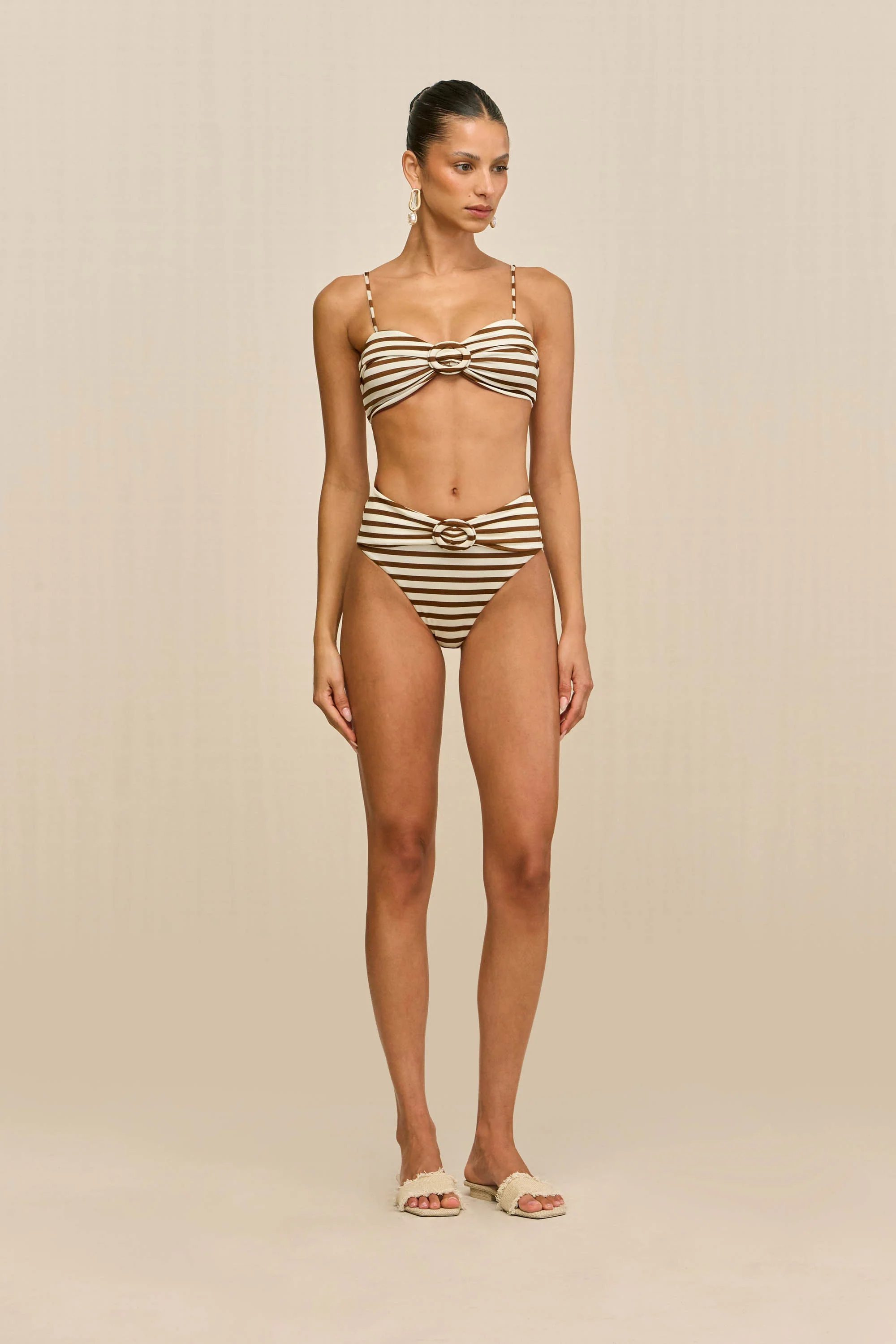 ALOUETTE BIKINI BOTTOM - SMALL SADDLE STRIPE