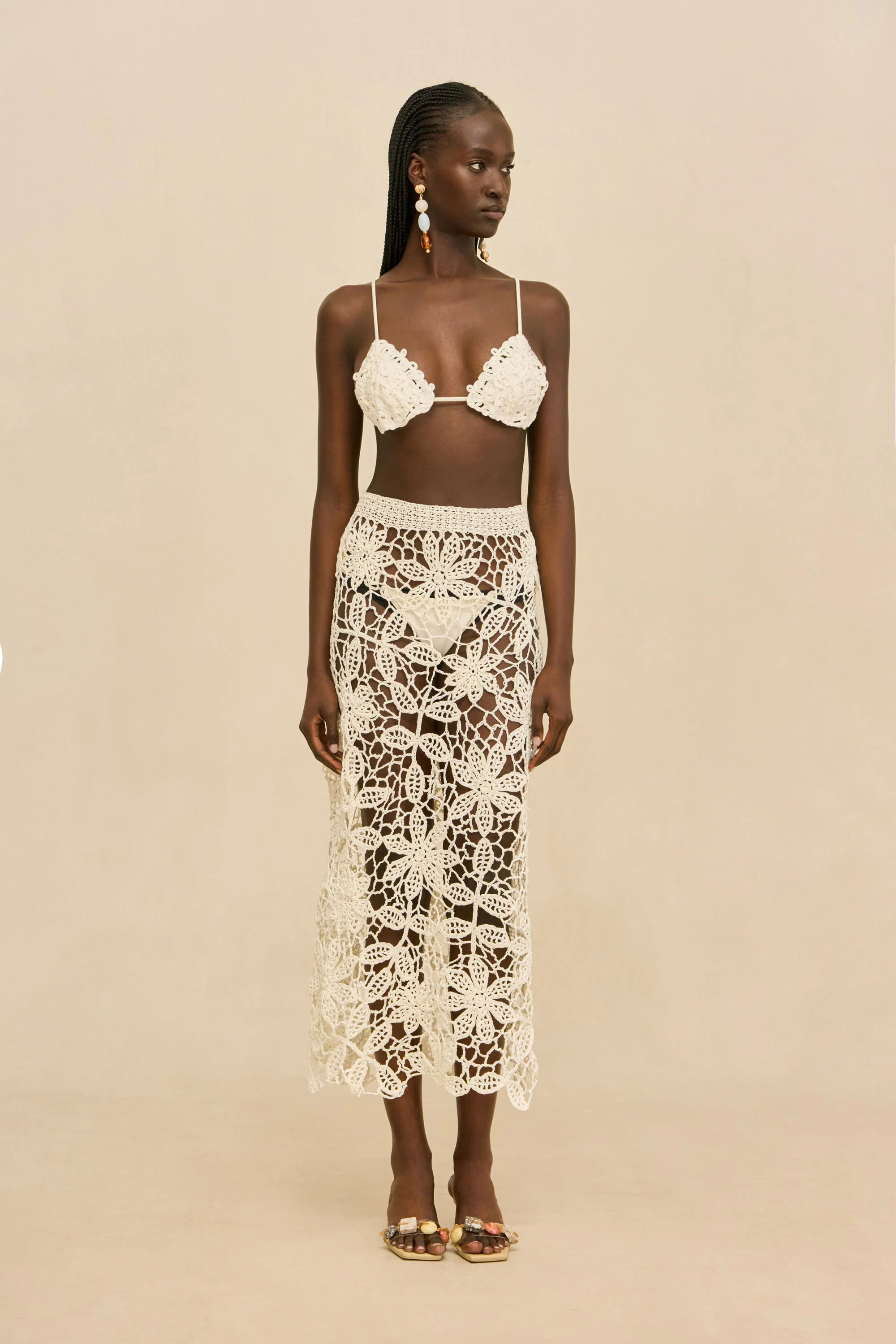 AMINA CROCHET SKIRT - WHITE - Image 3