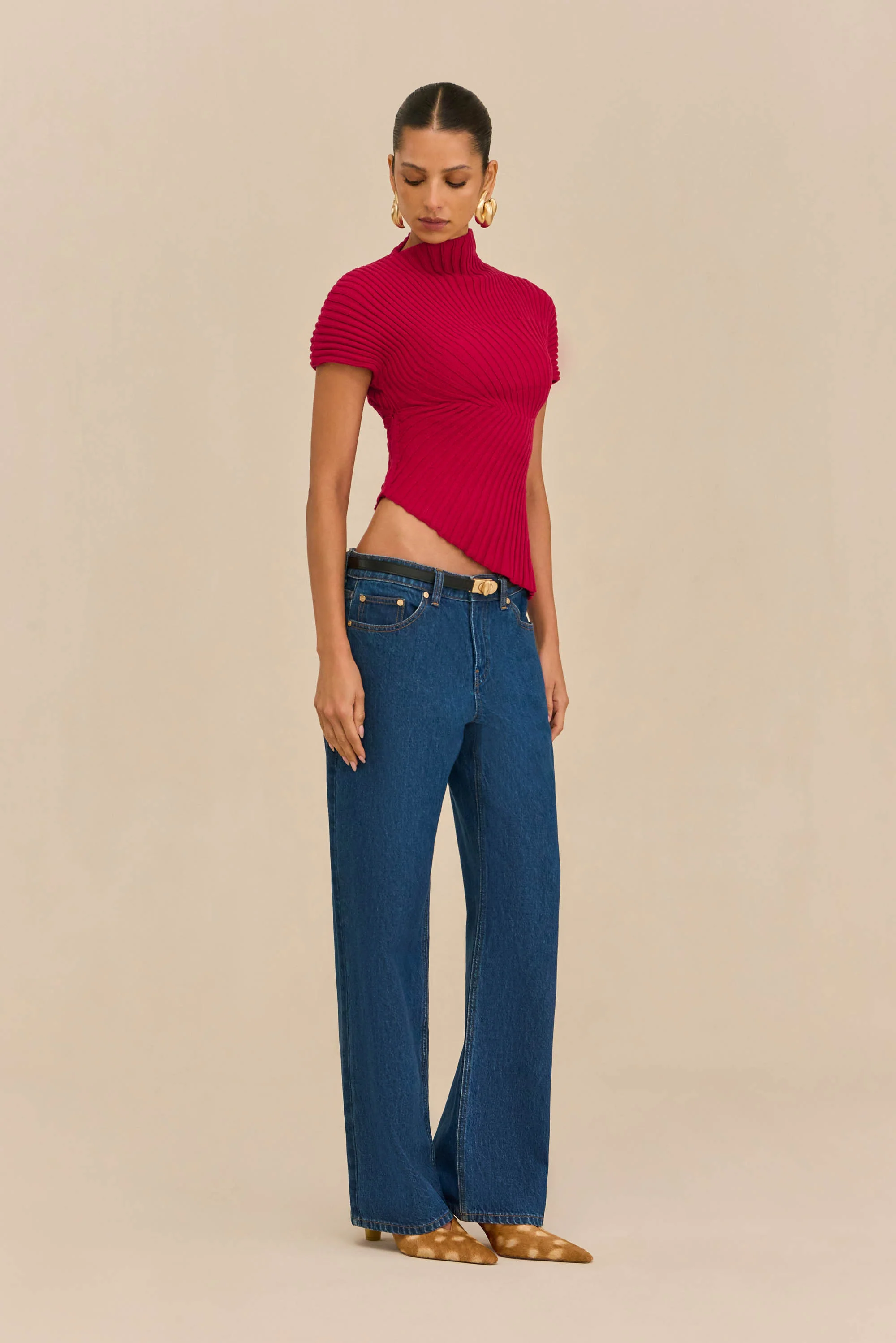 ANNEMIE KNIT TOP - MERLOT - Image 5
