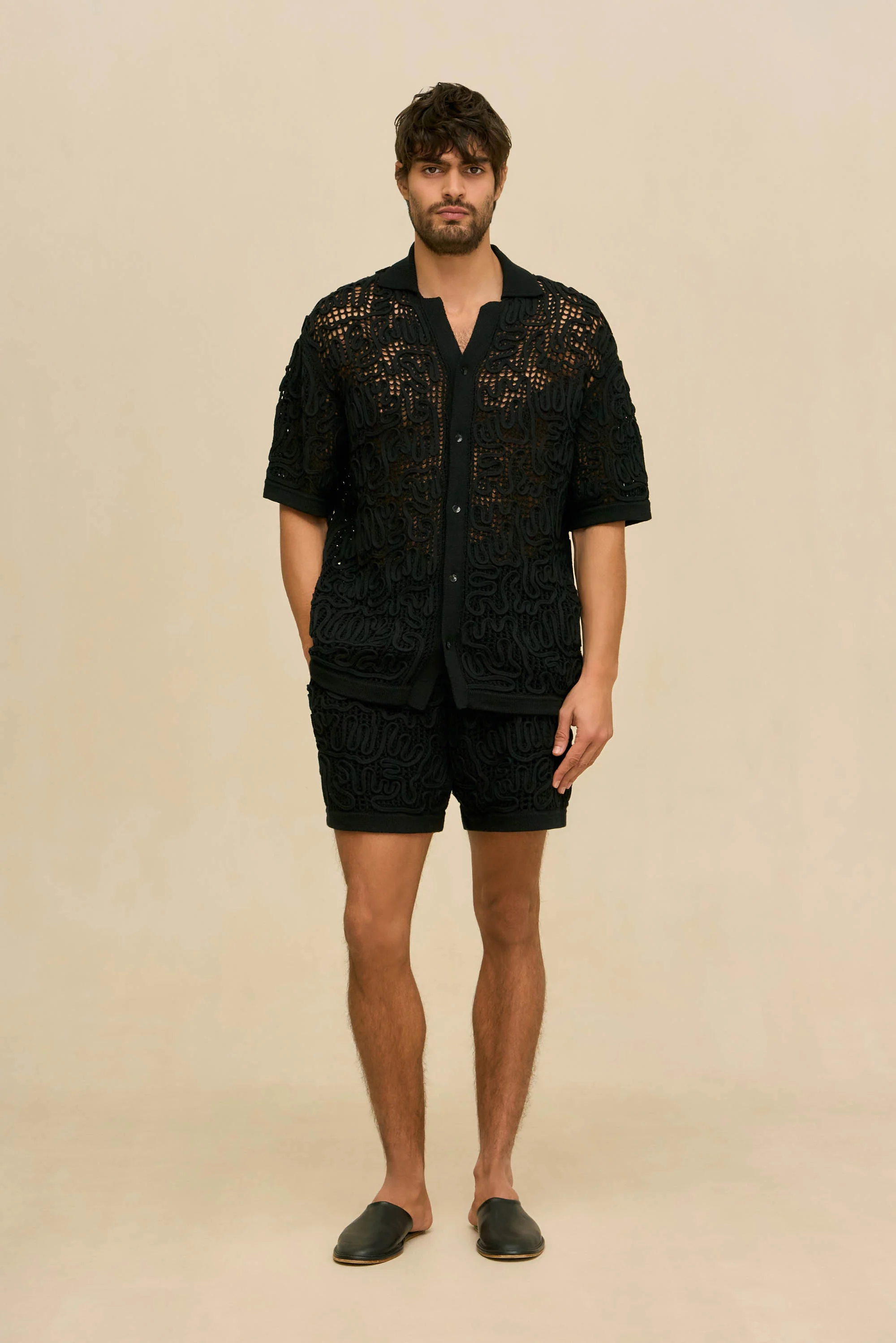 BOHOL CROCHET SHIRT - BLACK - Image 2