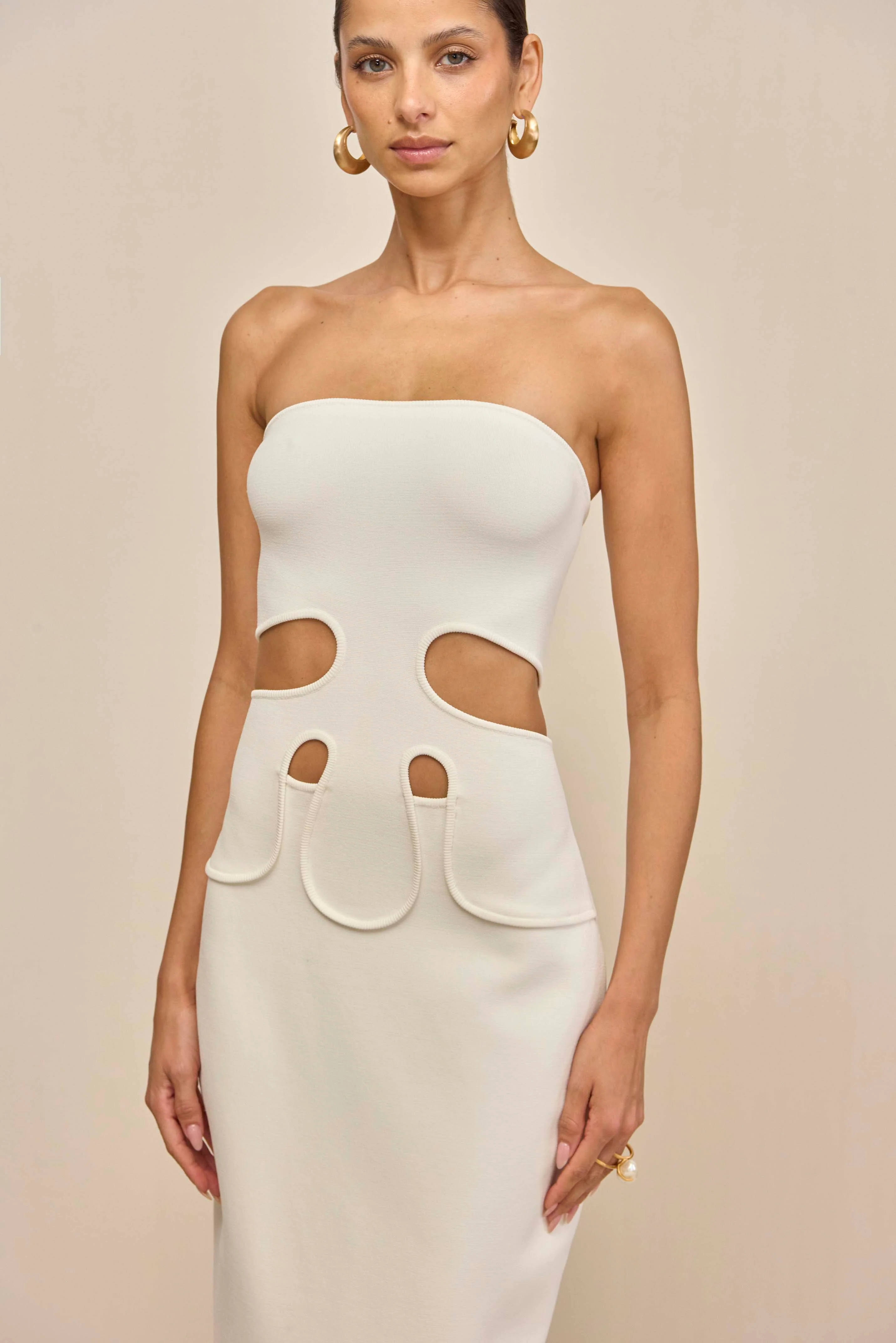 BRUNELO KNIT DRESS - OFF WHITE - Image 2