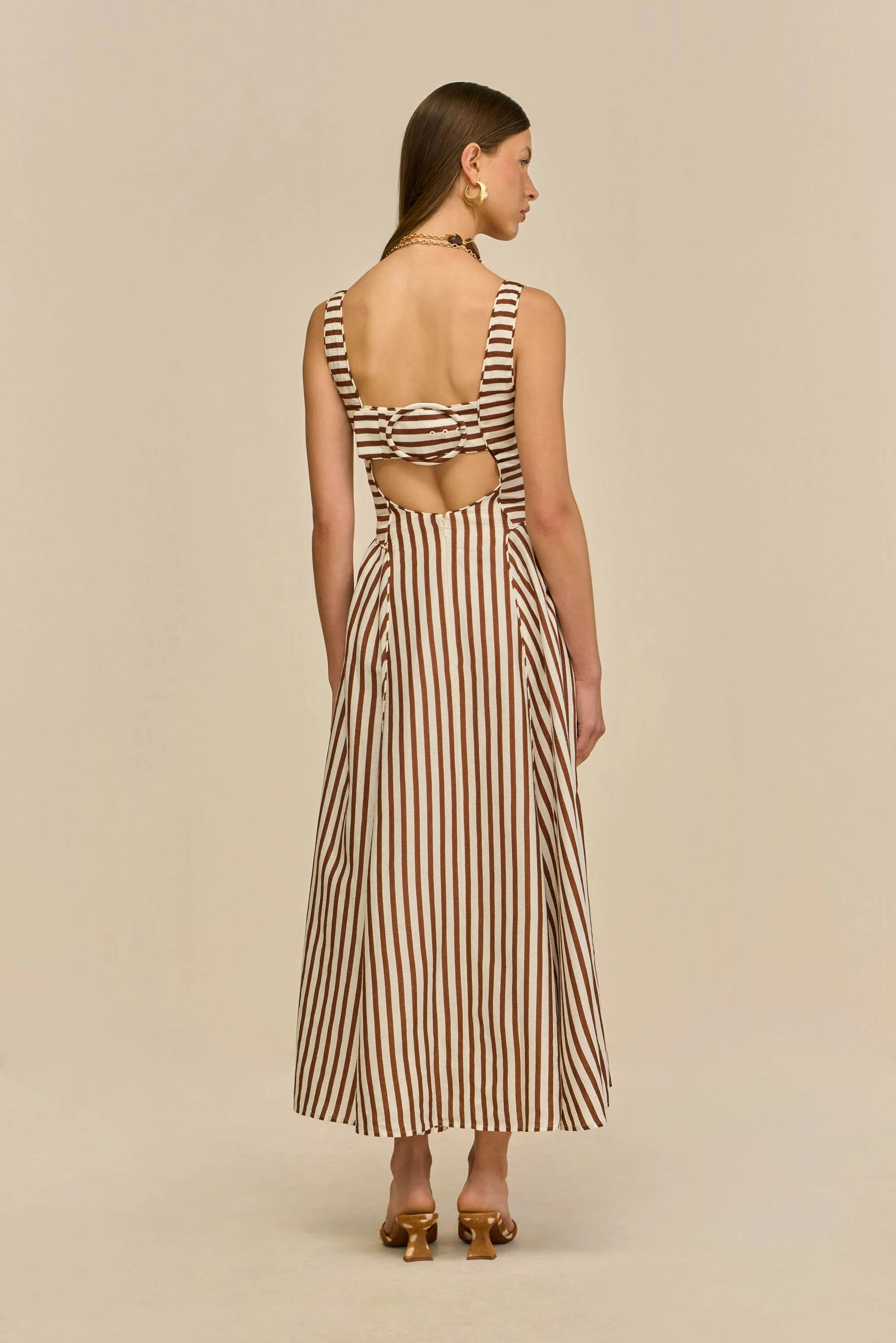 CARLA DRESS - SMALL SADDLE STRIPE - Image 2