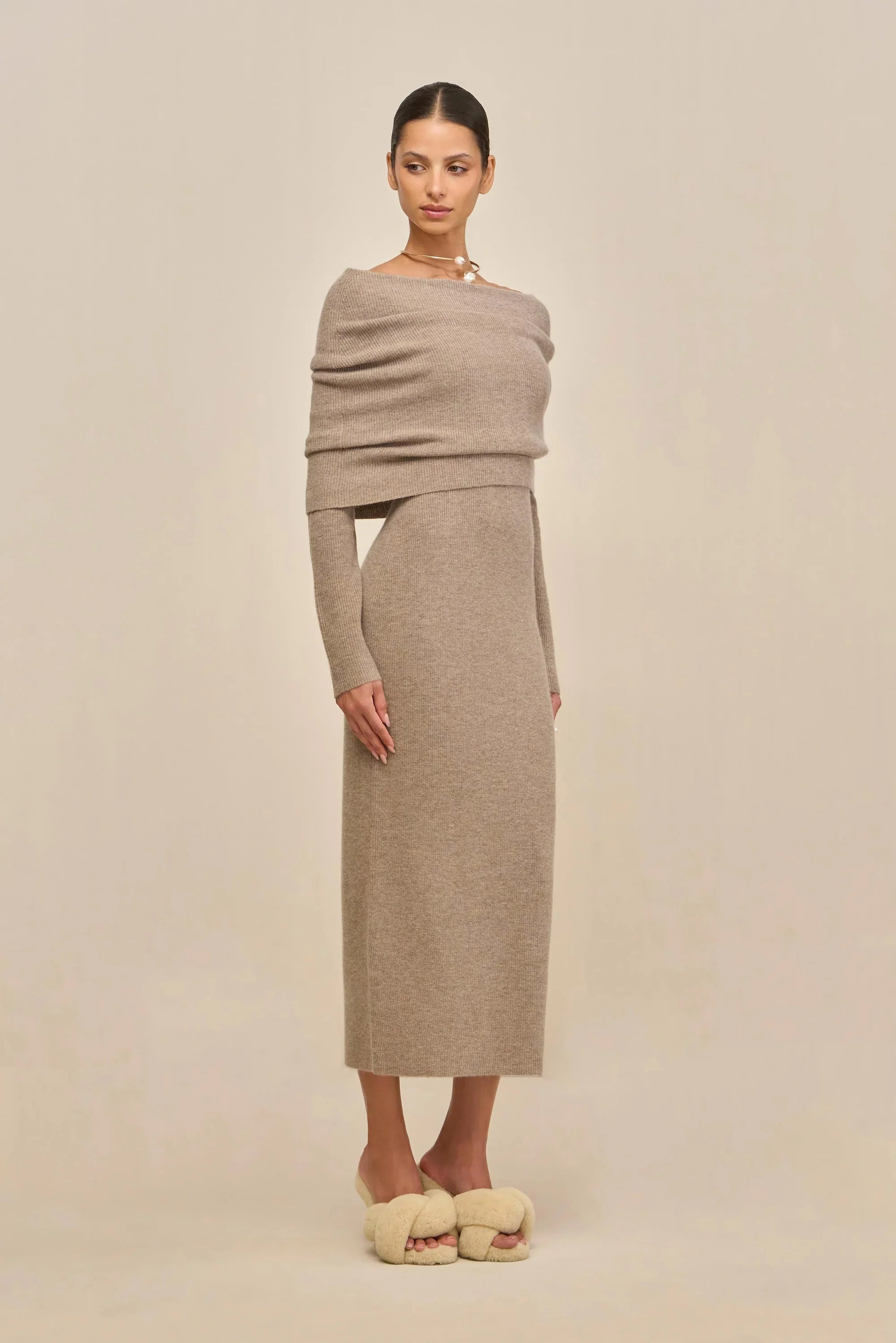 CARLINE KNIT DRESS - TOAST - Image 2
