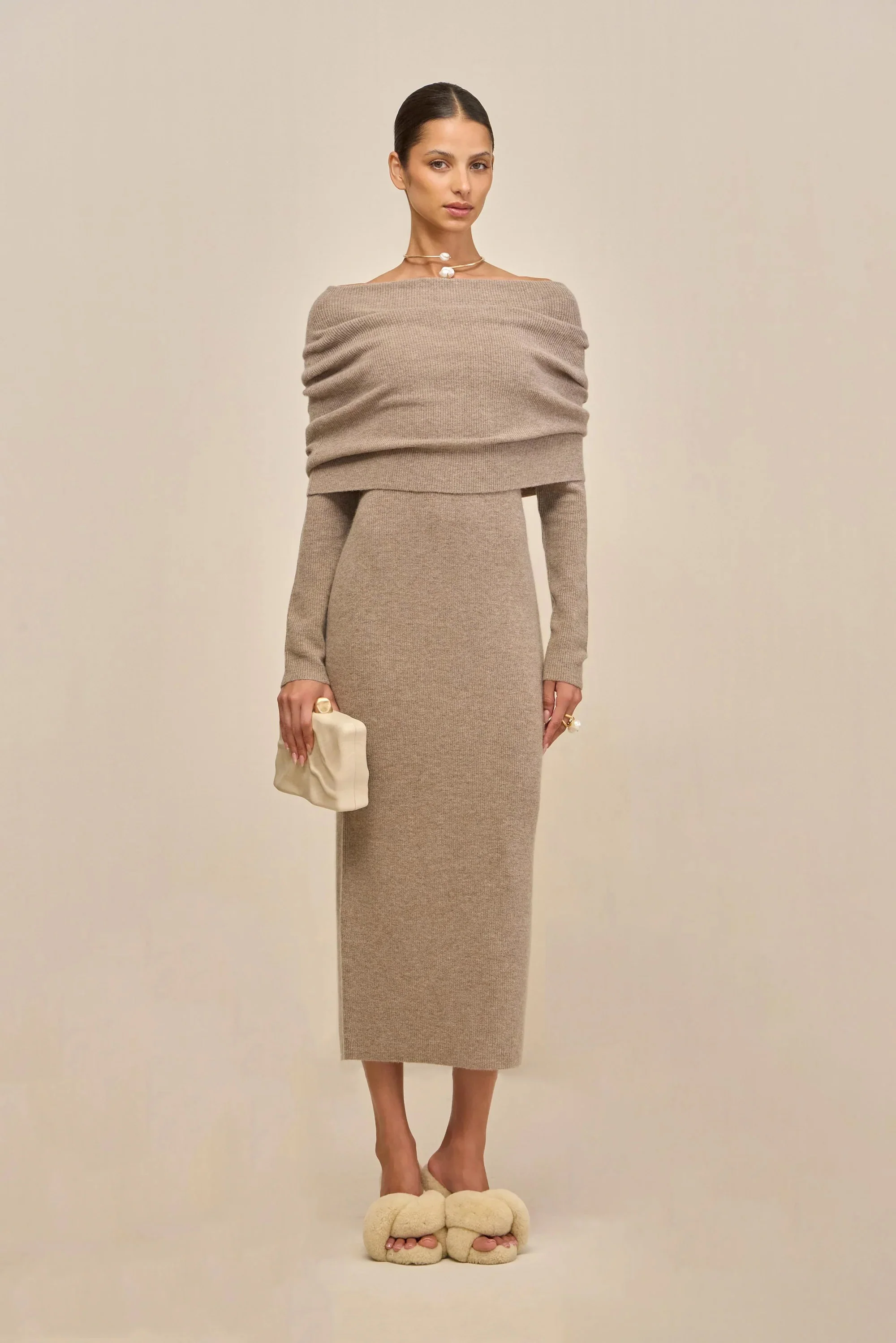 CARLINE KNIT DRESS - TOAST - Image 4