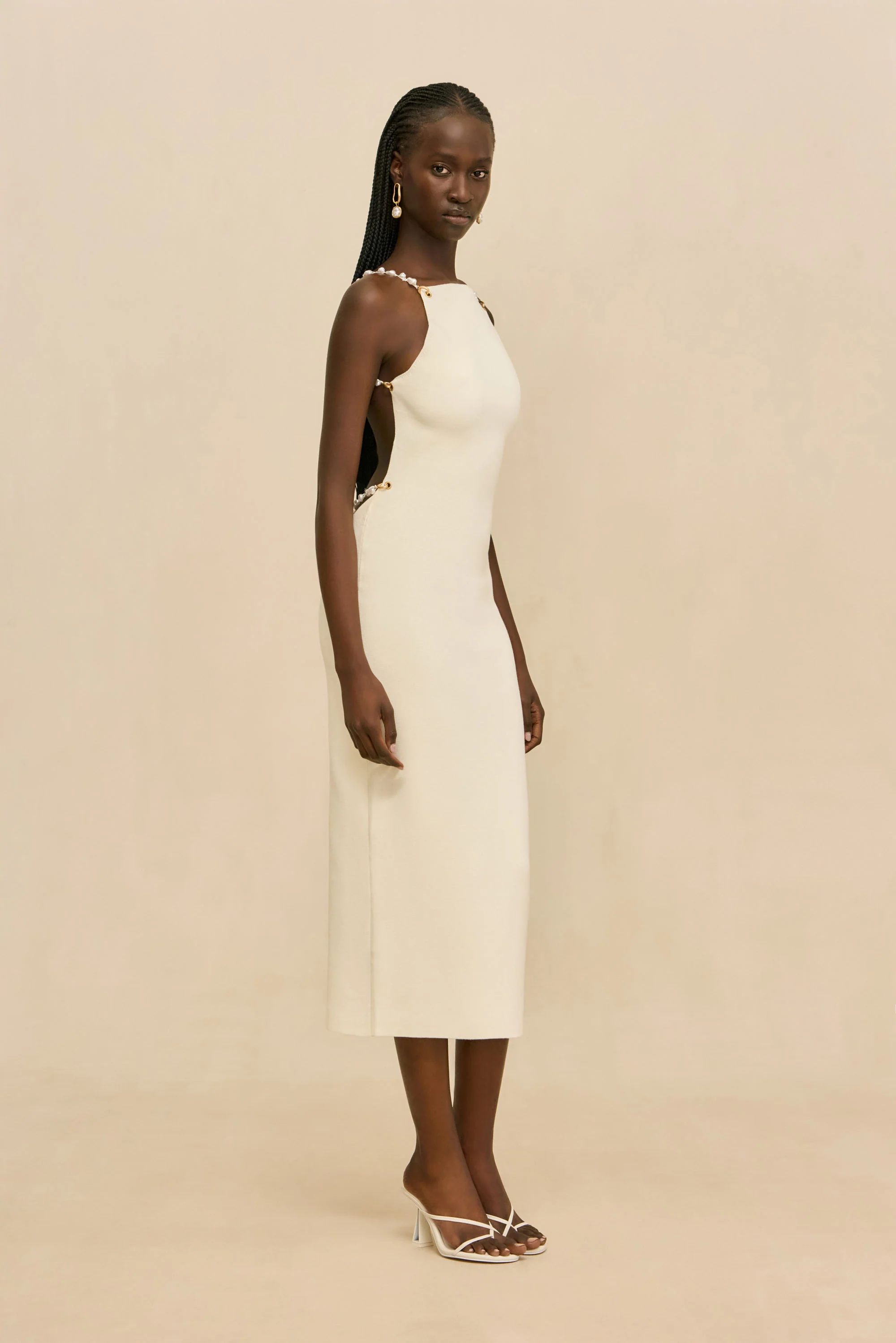 CASSI KNIT DRESS - OFF WHITE - Image 4