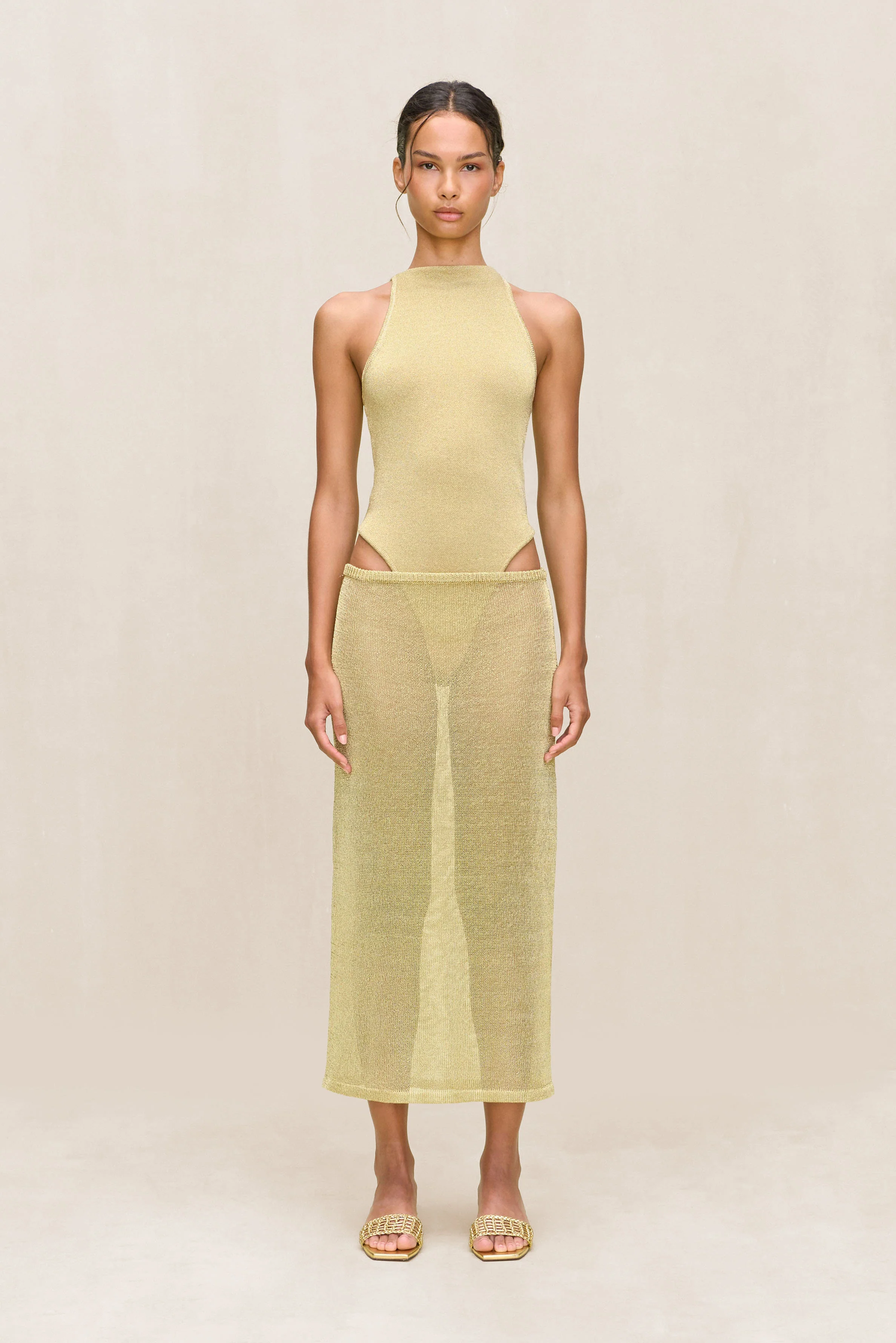 CASSIUS KNIT BODYSUIT - GOLD - Image 3