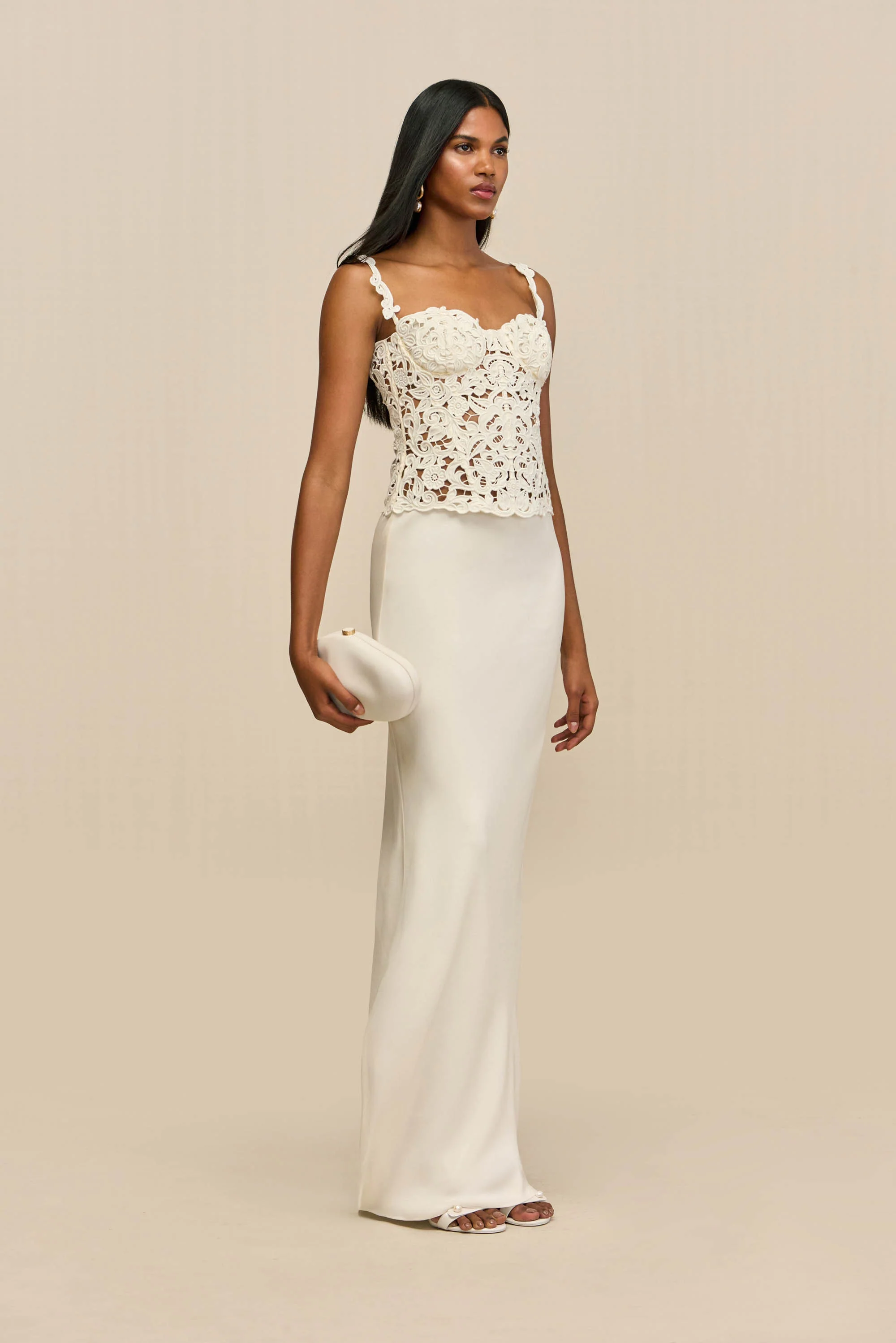 CHANTEL SKIRT - OFF WHITE CREPE - Image 3