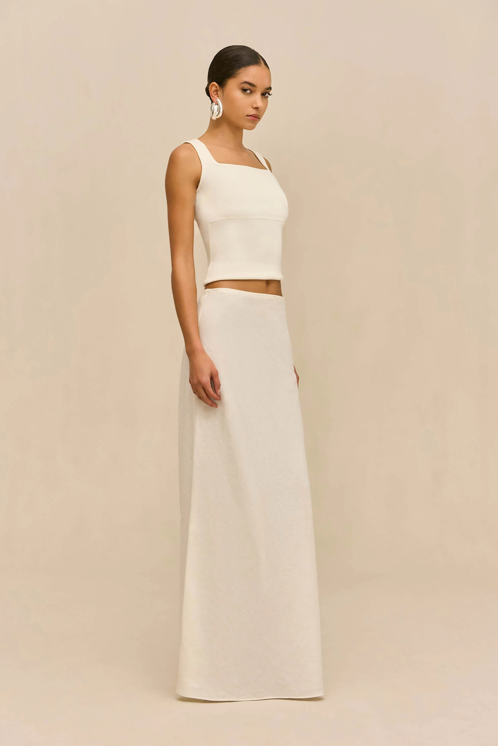 CHANTEL SKIRT - OFF WHITE LINEN - Image 3