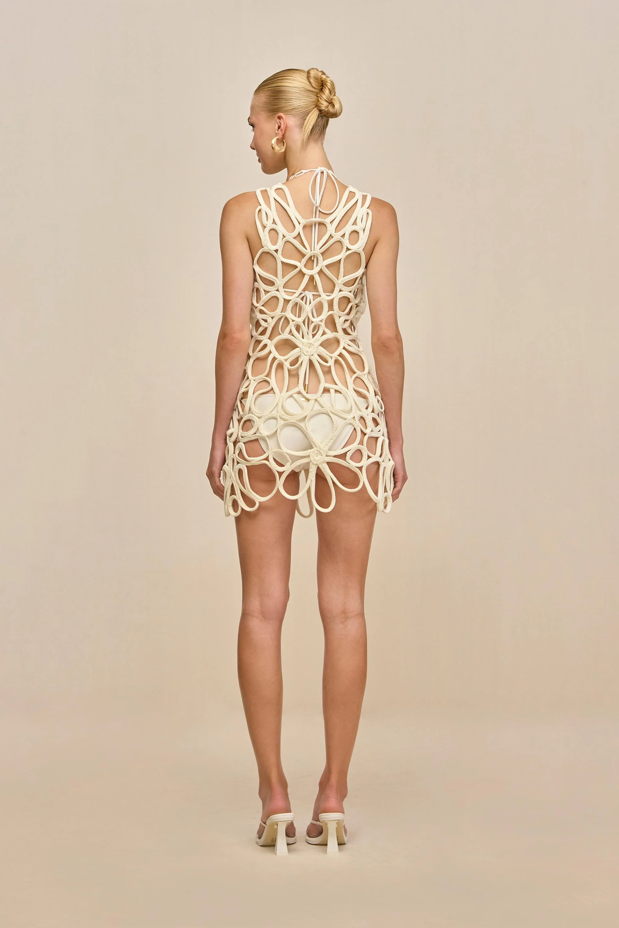 DANICA CROCHET DRESS - OFF WHITE - Image 3
