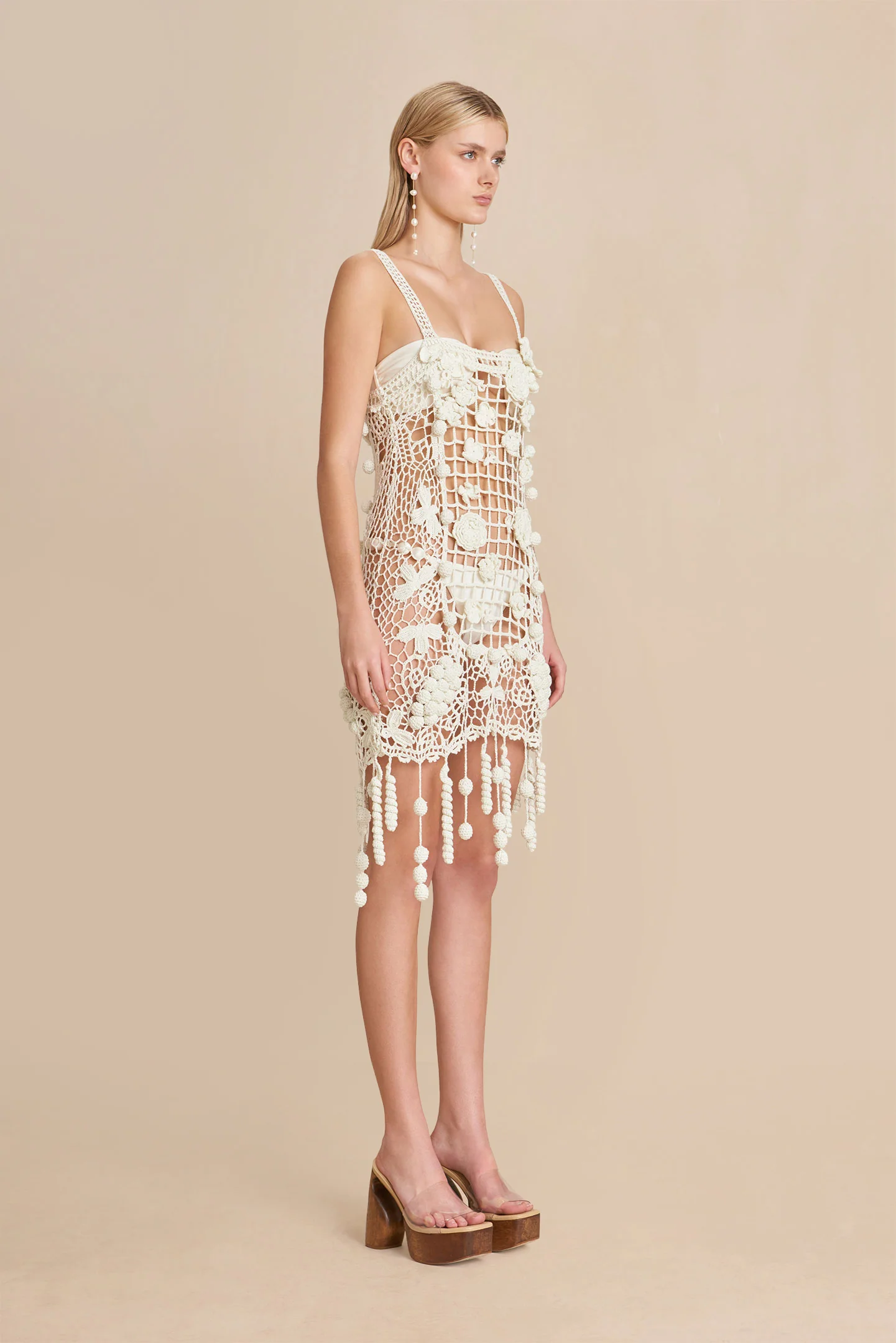 ELAINA CROCHET DRESS - OFF WHITE - Image 3