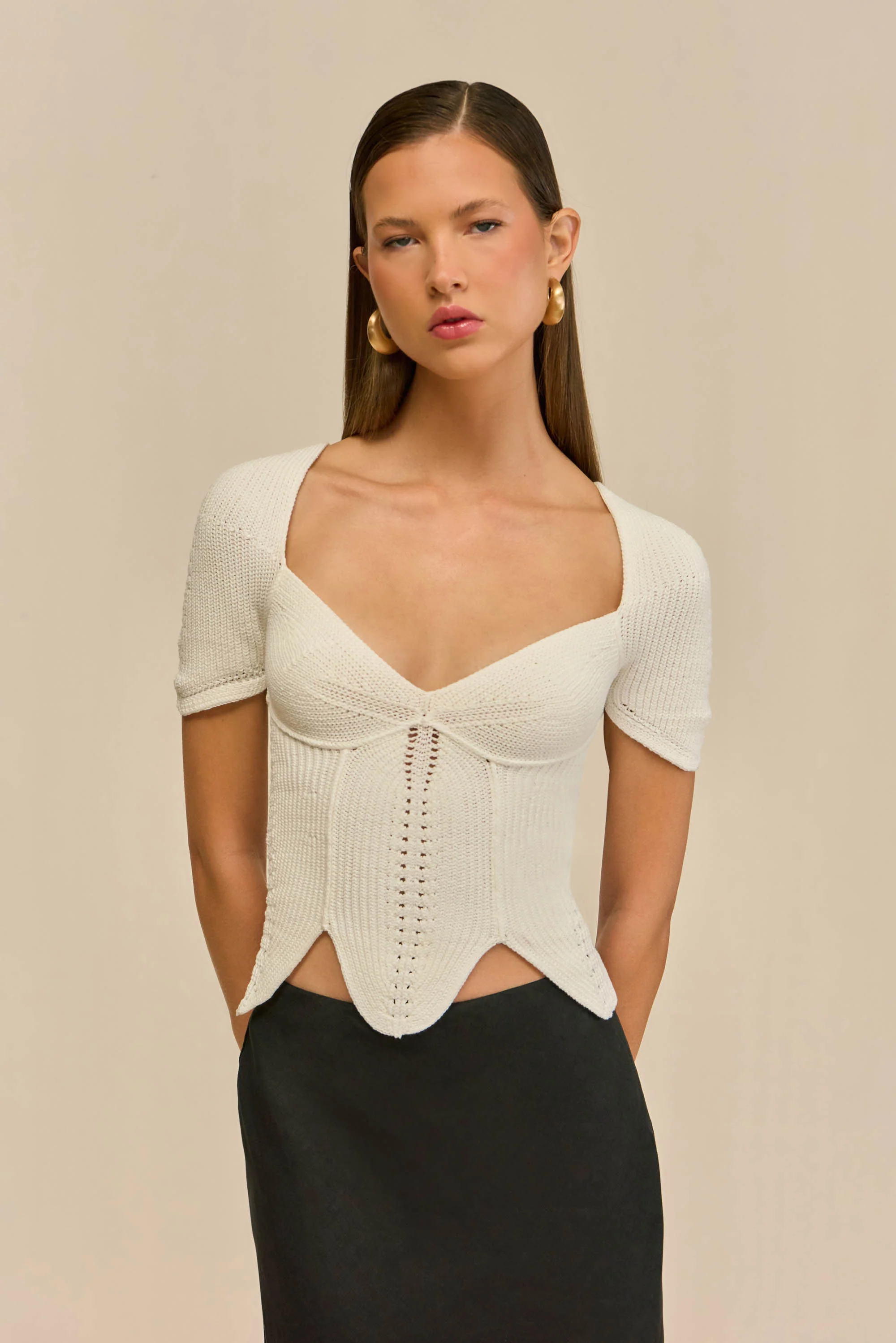 ELIZA KNIT TOP - OFF WHITE