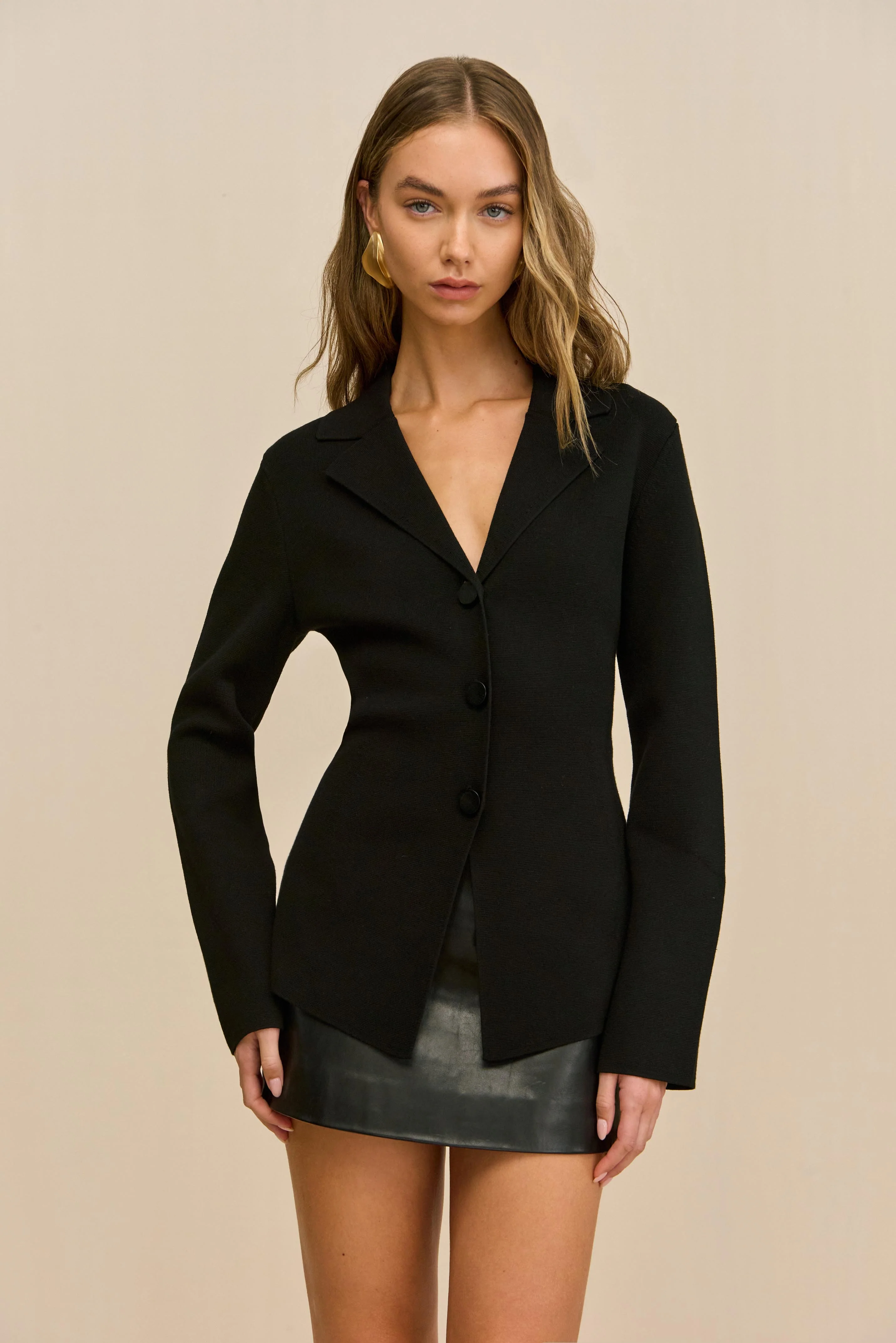 ELOMI KNIT CARDIGAN - BLACK - Image 4
