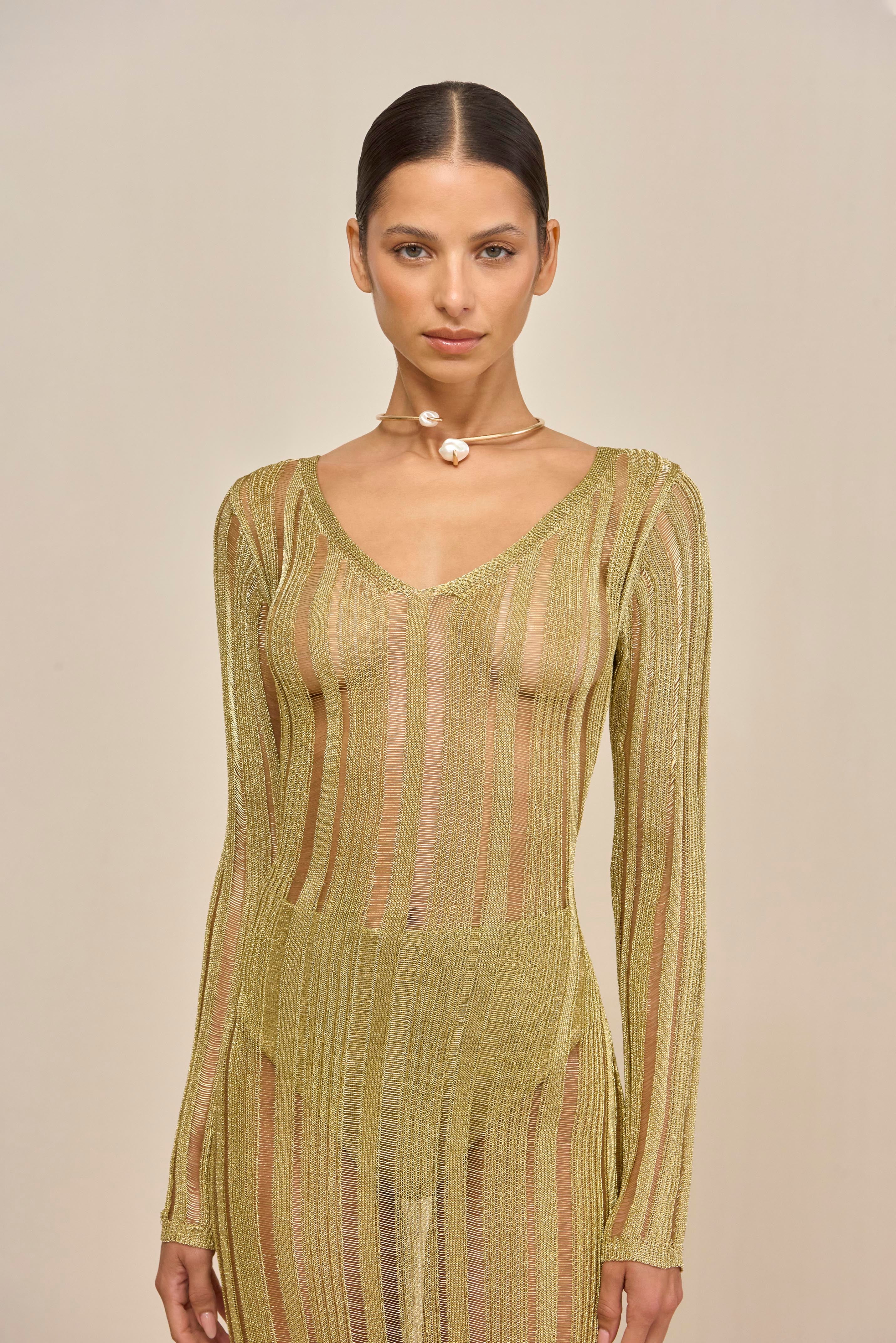 ESPEN KNIT DRESS - GOLD - Image 3