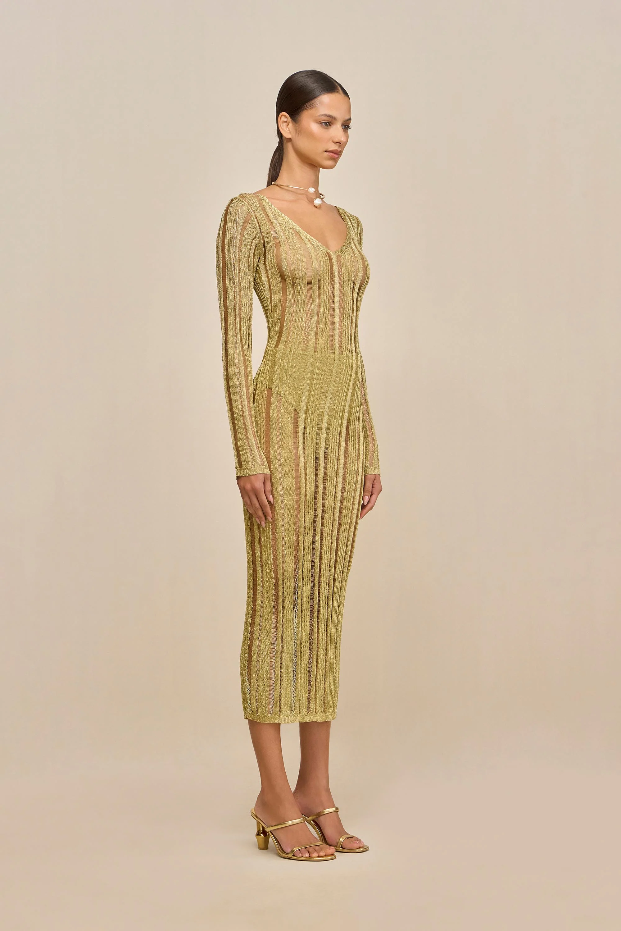 ESPEN KNIT DRESS - GOLD - Image 4