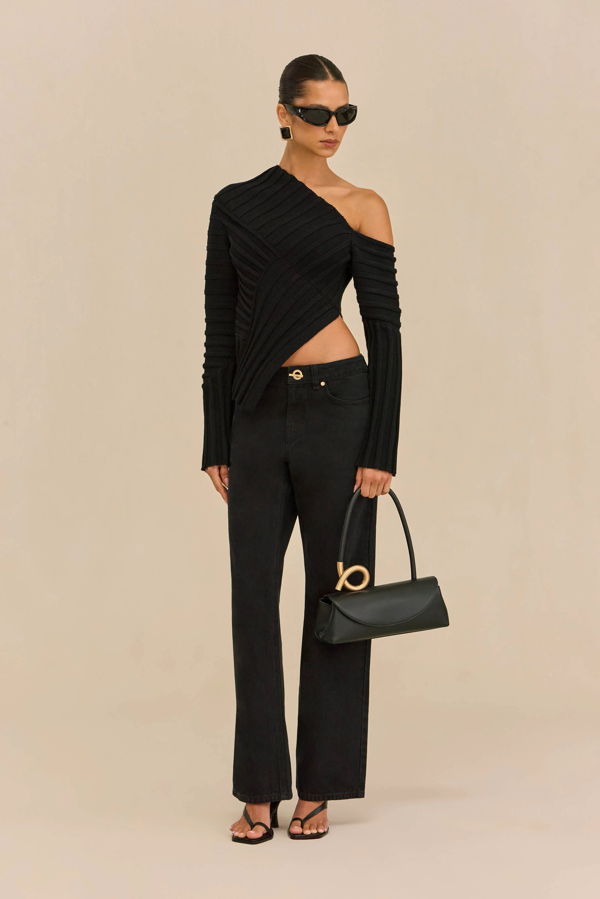 JAIDAN KNIT TOP - BLACK - Image 2