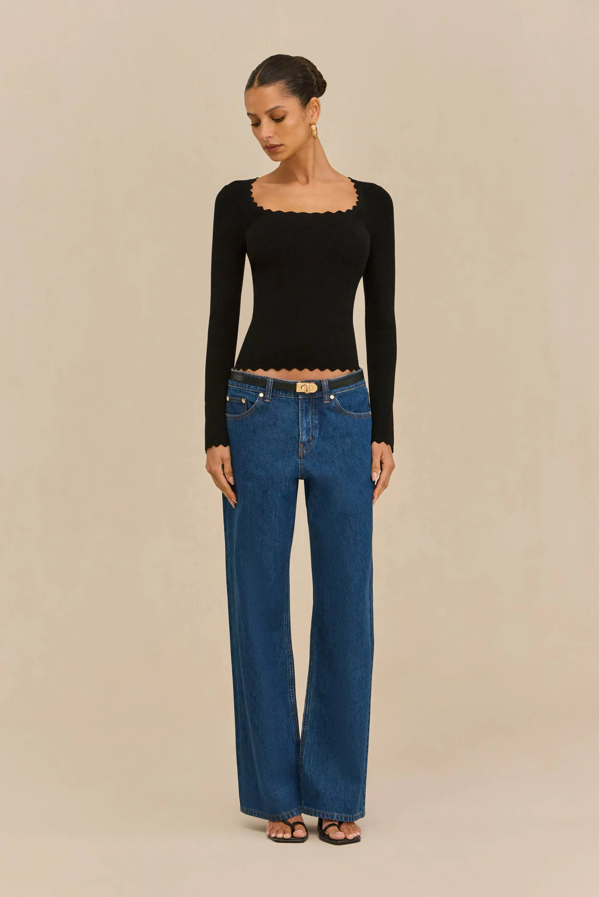 JEAN KNIT TOP - BLACK - Image 2