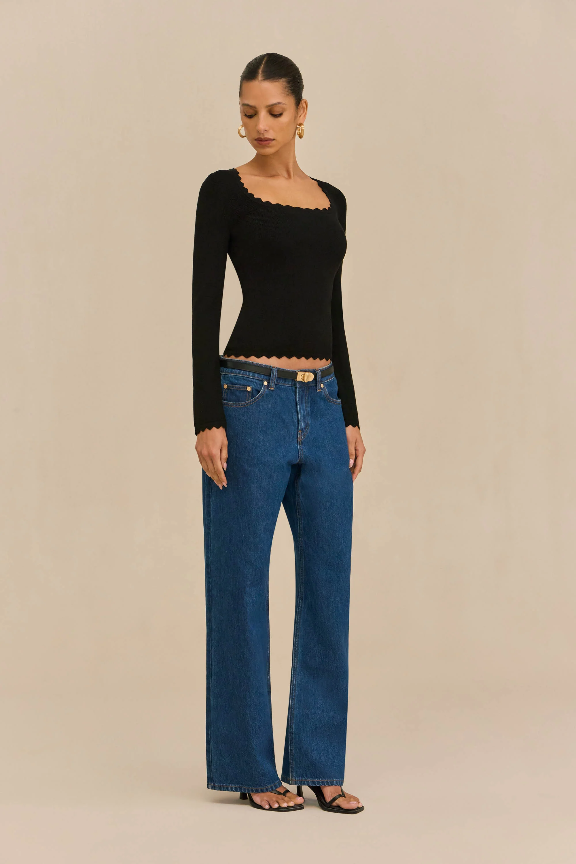 JEAN KNIT TOP - BLACK - Image 5