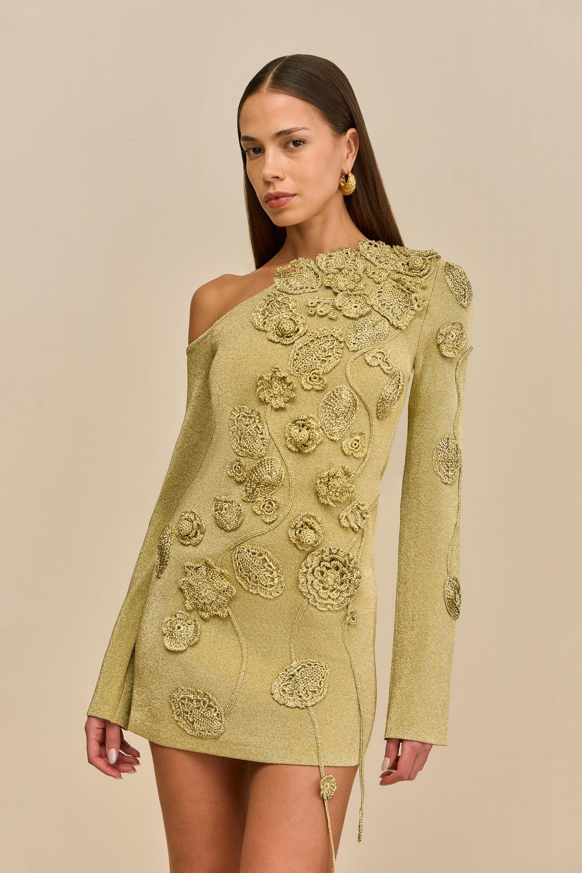 KAELA KNIT DRESS - GOLD - Image 3