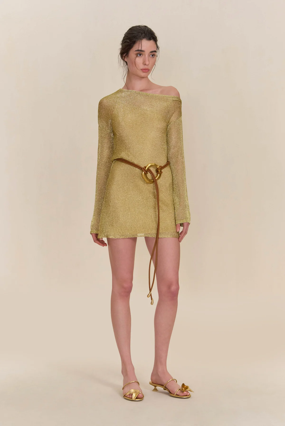 KARISHMA KNIT DRESS - GOLD - Image 3