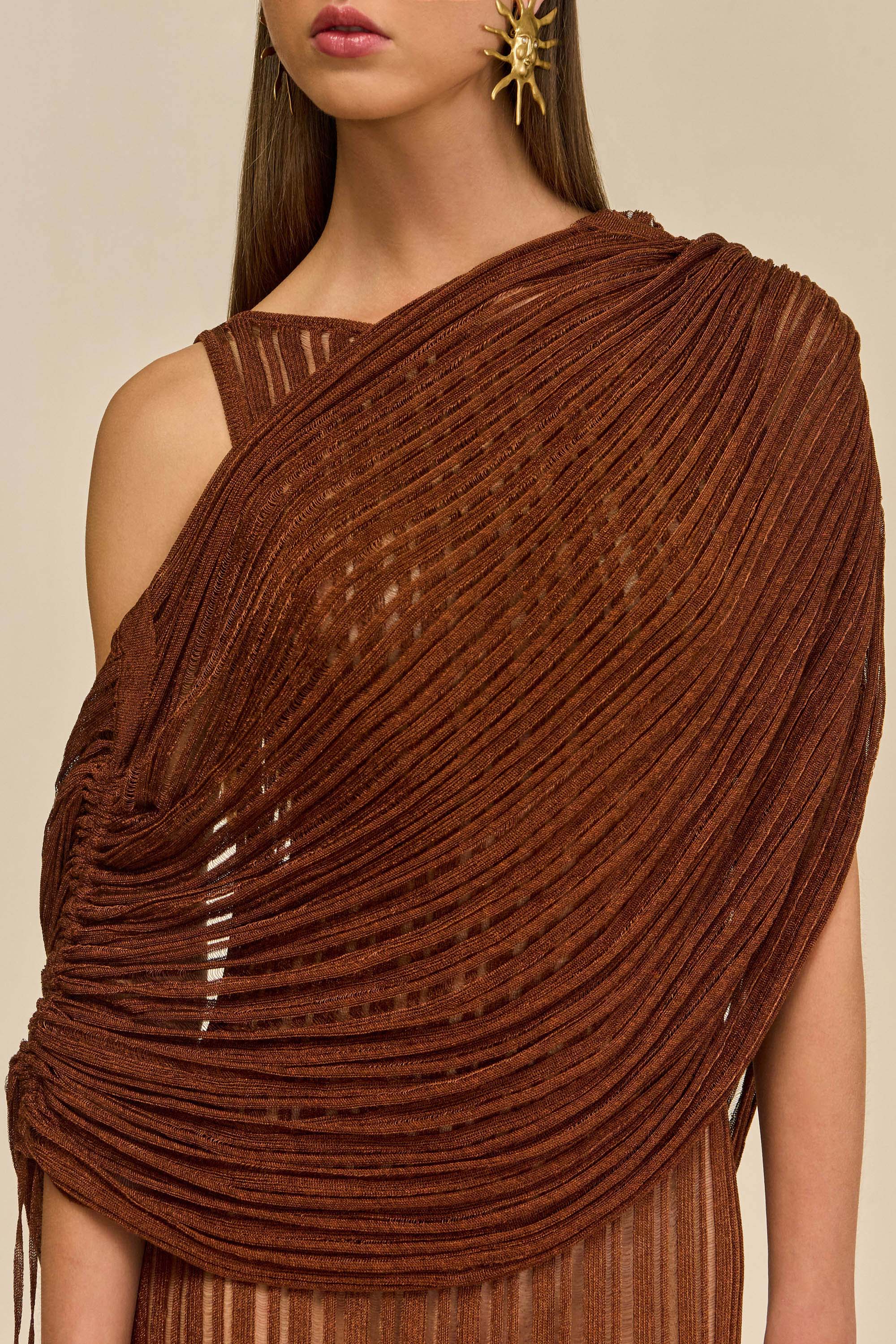 KAYA KNIT DRESS - SADDLE - Image 5