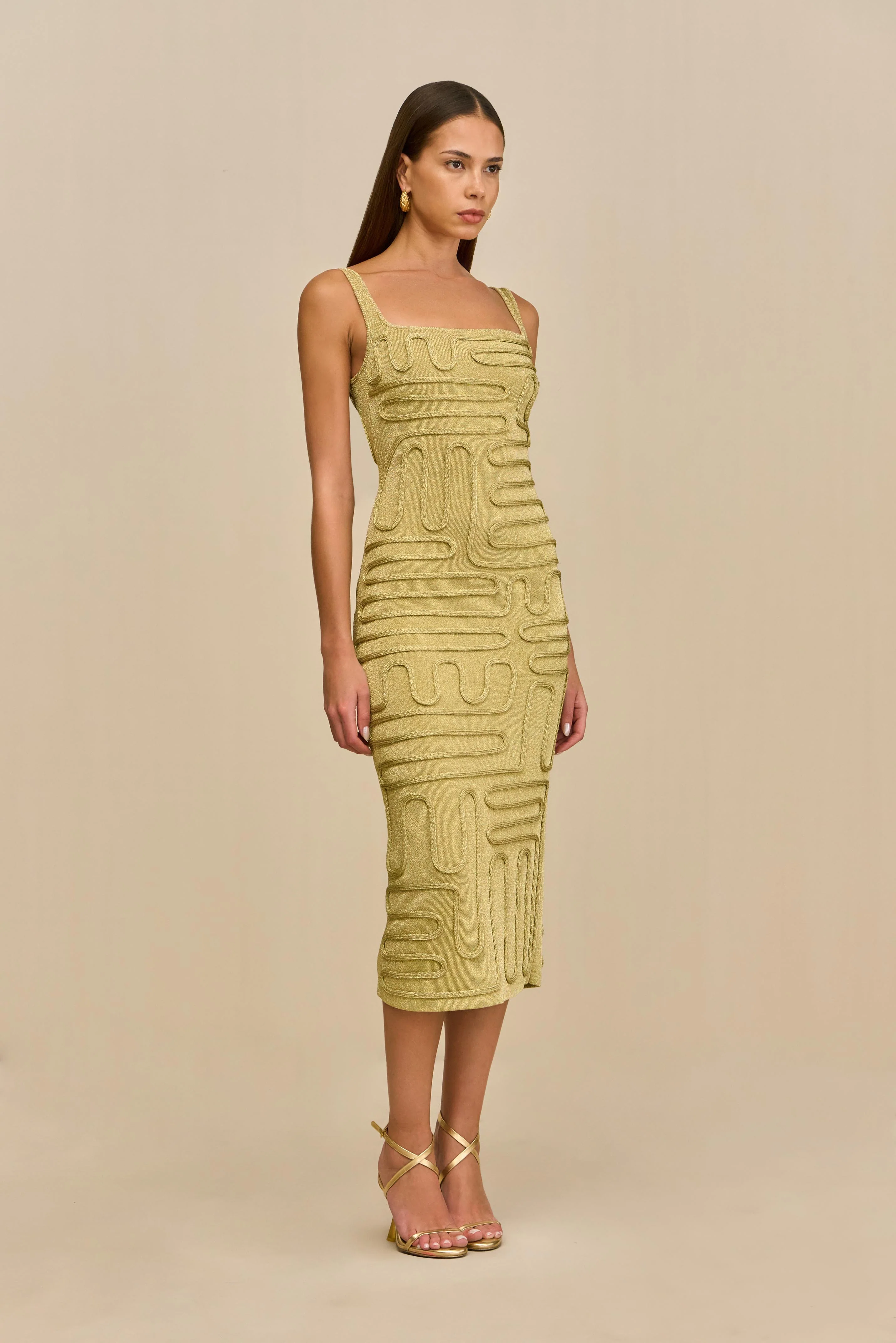 KYMIA KNIT DRESS - GOLD - Image 4