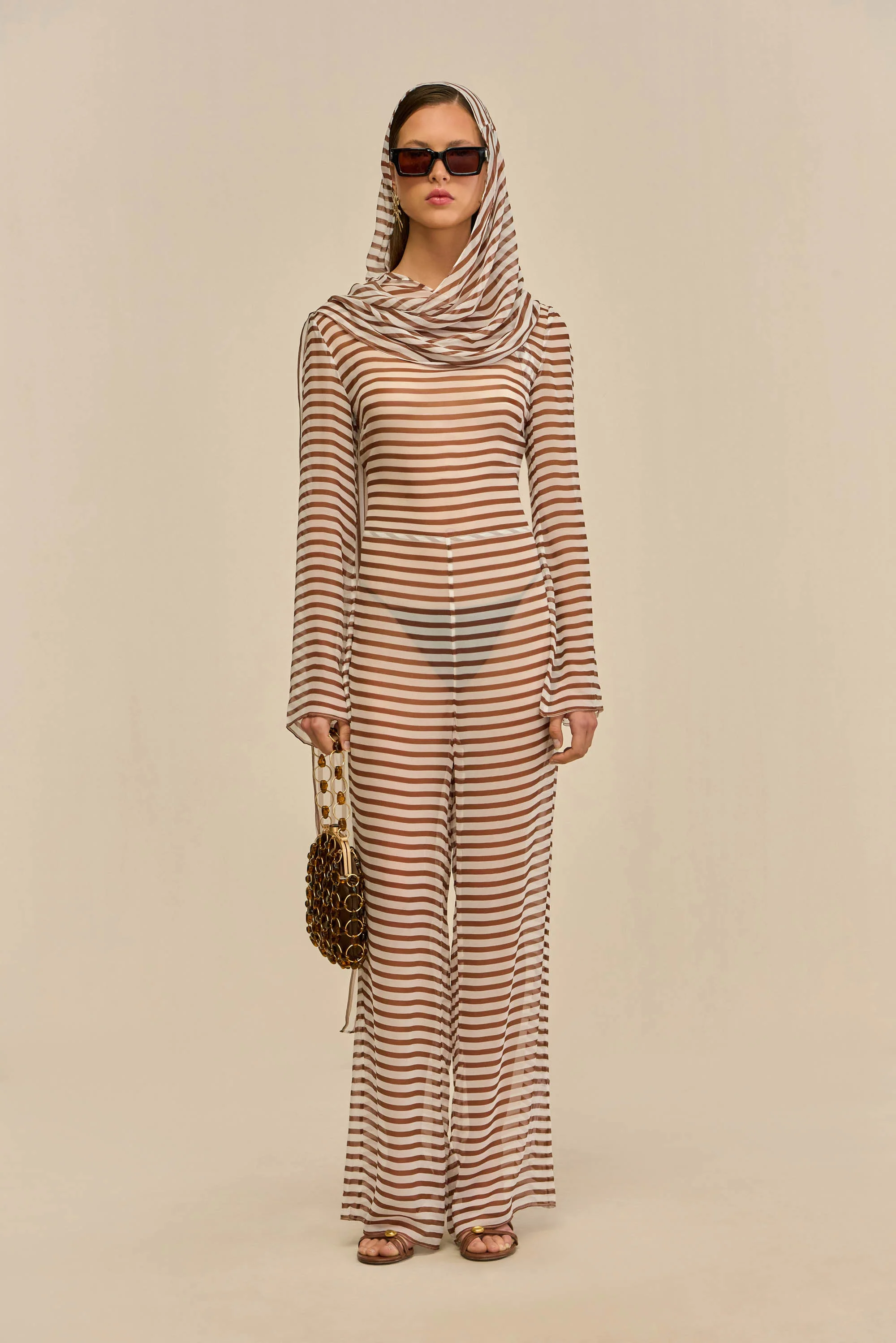 LAKELYN COVERUP JUMPSUIT - SMALL SADDLE STRIPE - Image 3