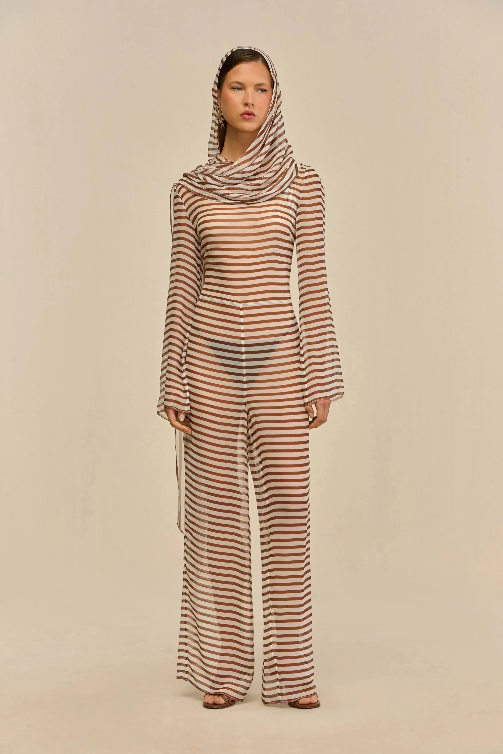 LAKELYN COVERUP JUMPSUIT - SMALL SADDLE STRIPE - Image 5