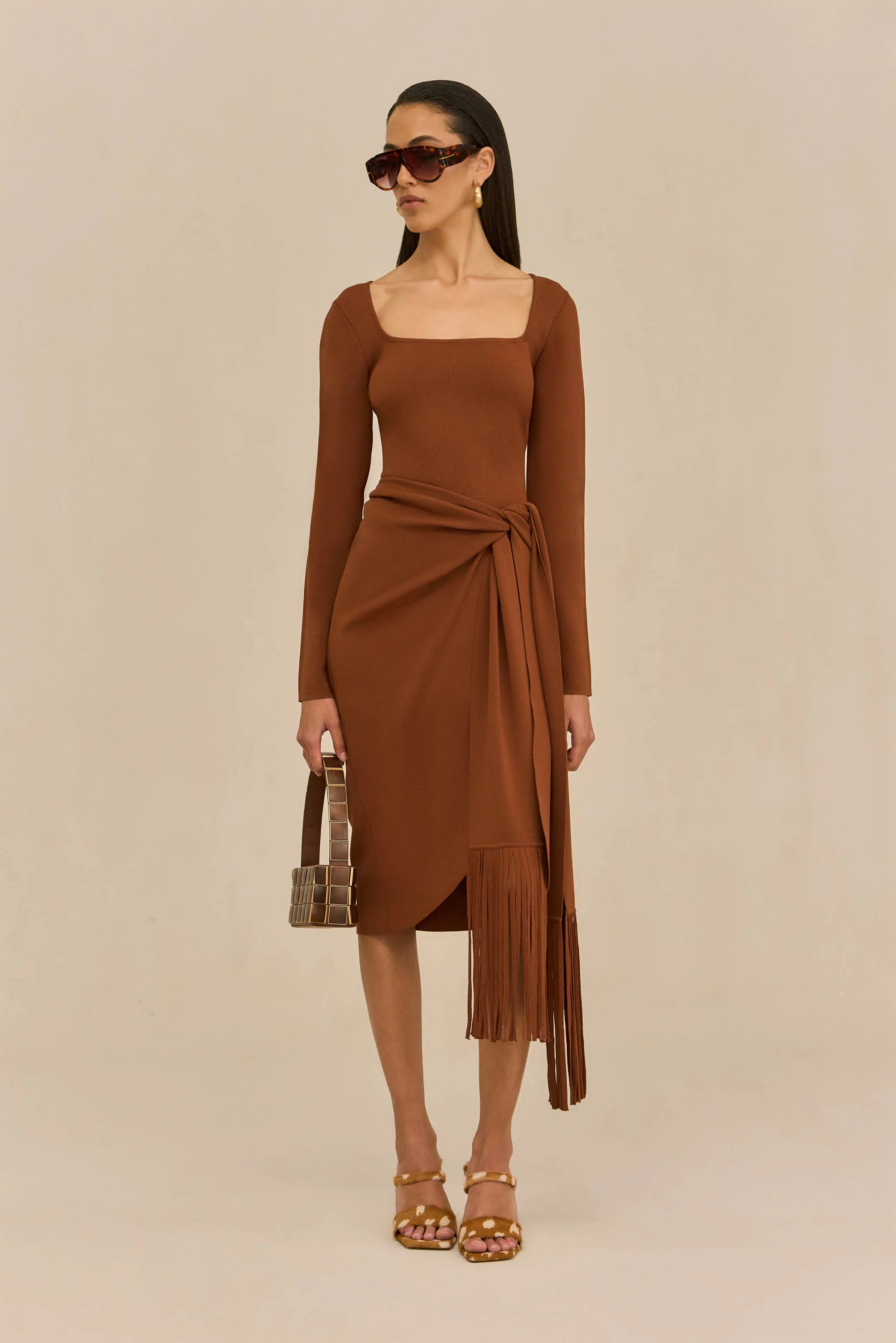 LERA KNIT DRESS - SADDLE - Image 3
