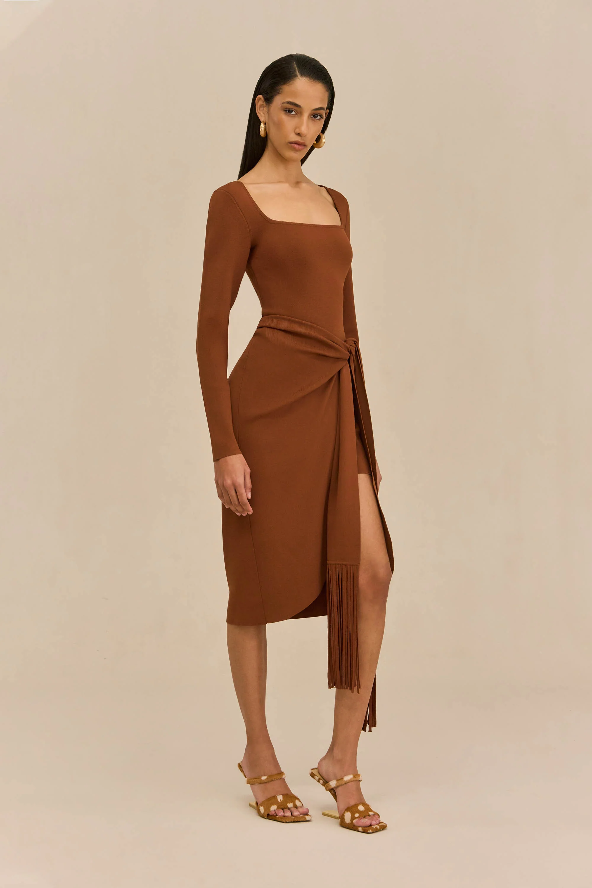 LERA KNIT DRESS - SADDLE - Image 7