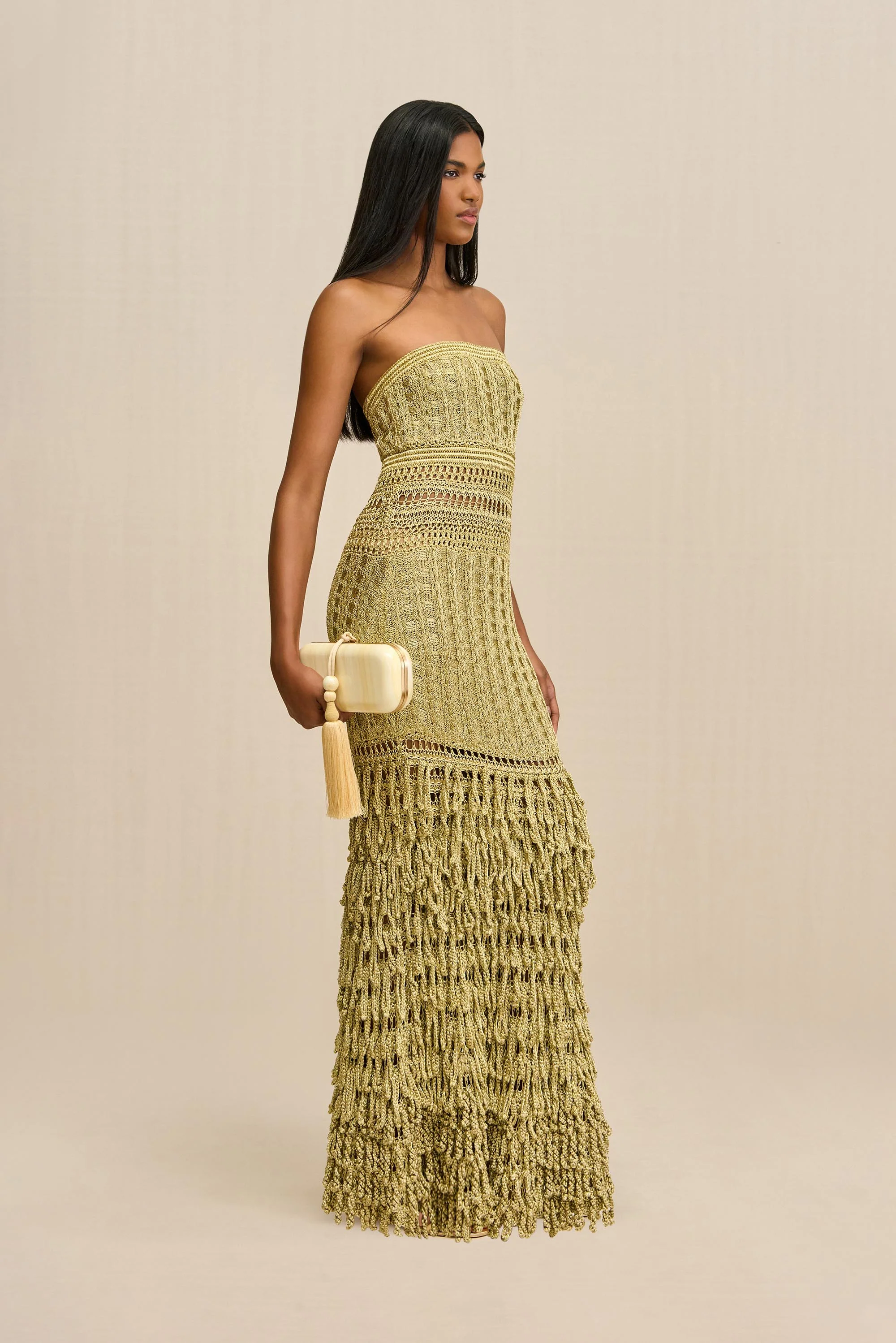 MORGAN CROCHET GOWN - GOLD - Image 4