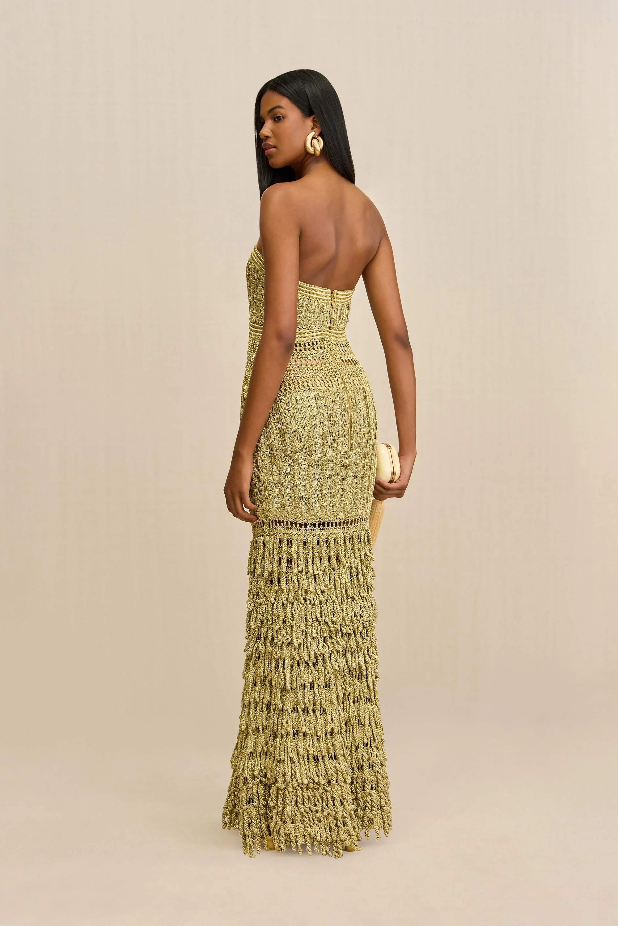 MORGAN CROCHET GOWN - GOLD - Image 7