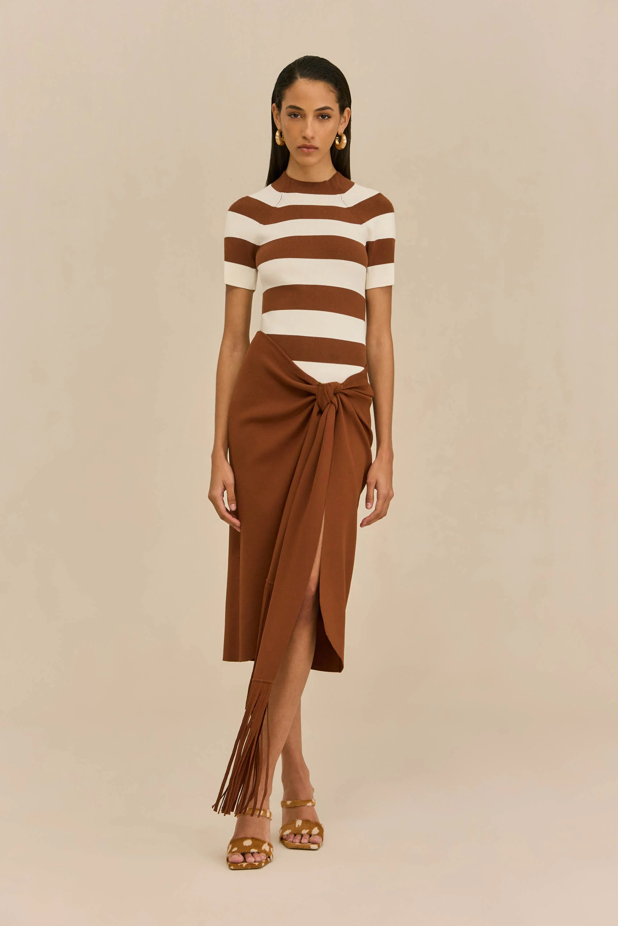 OLYA KNIT TOP - LARGE SADDLE STRIPE - Image 2