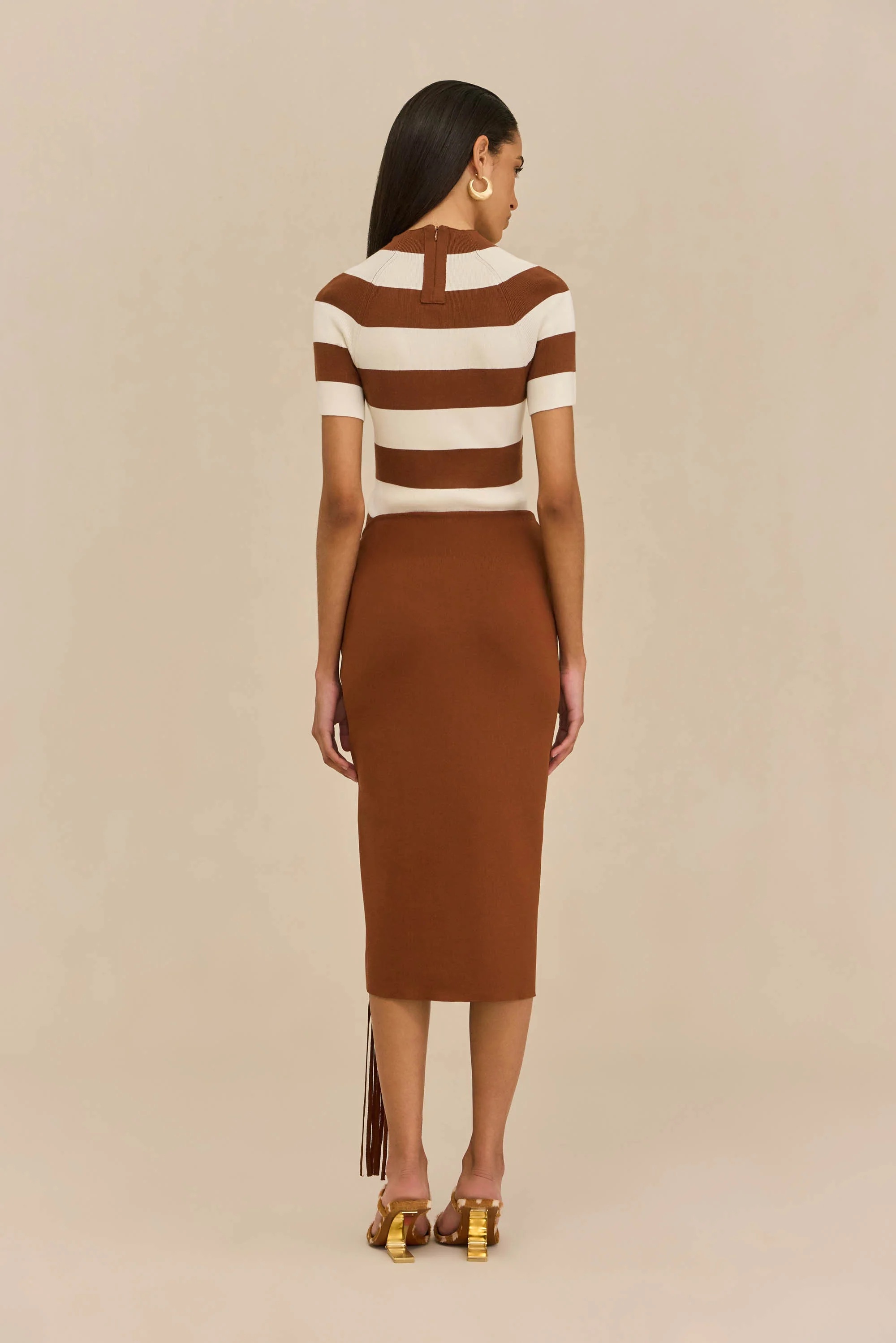 OLYA KNIT TOP - LARGE SADDLE STRIPE - Image 6