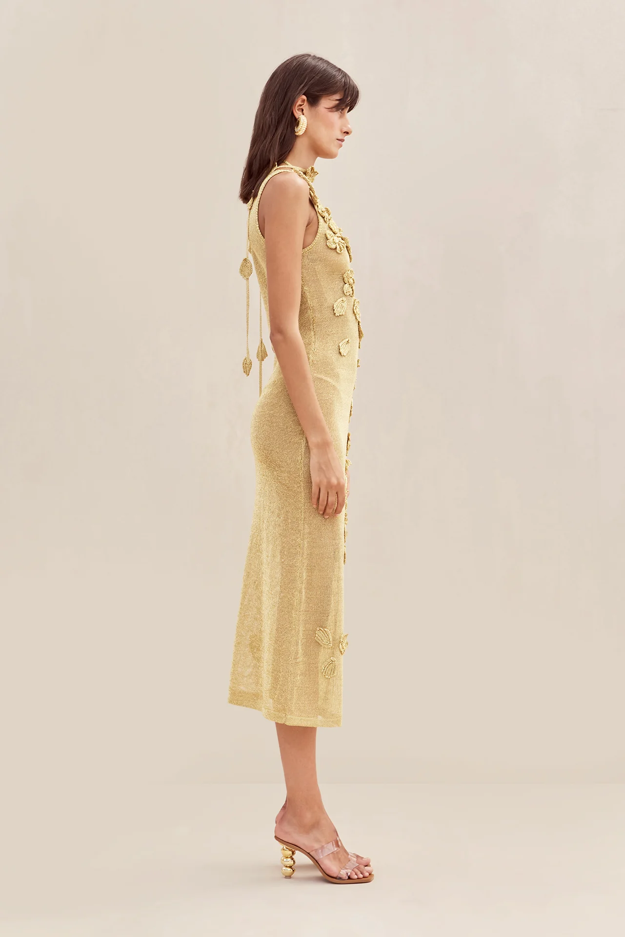 PEMMA KNIT DRESS - GOLD - Image 4