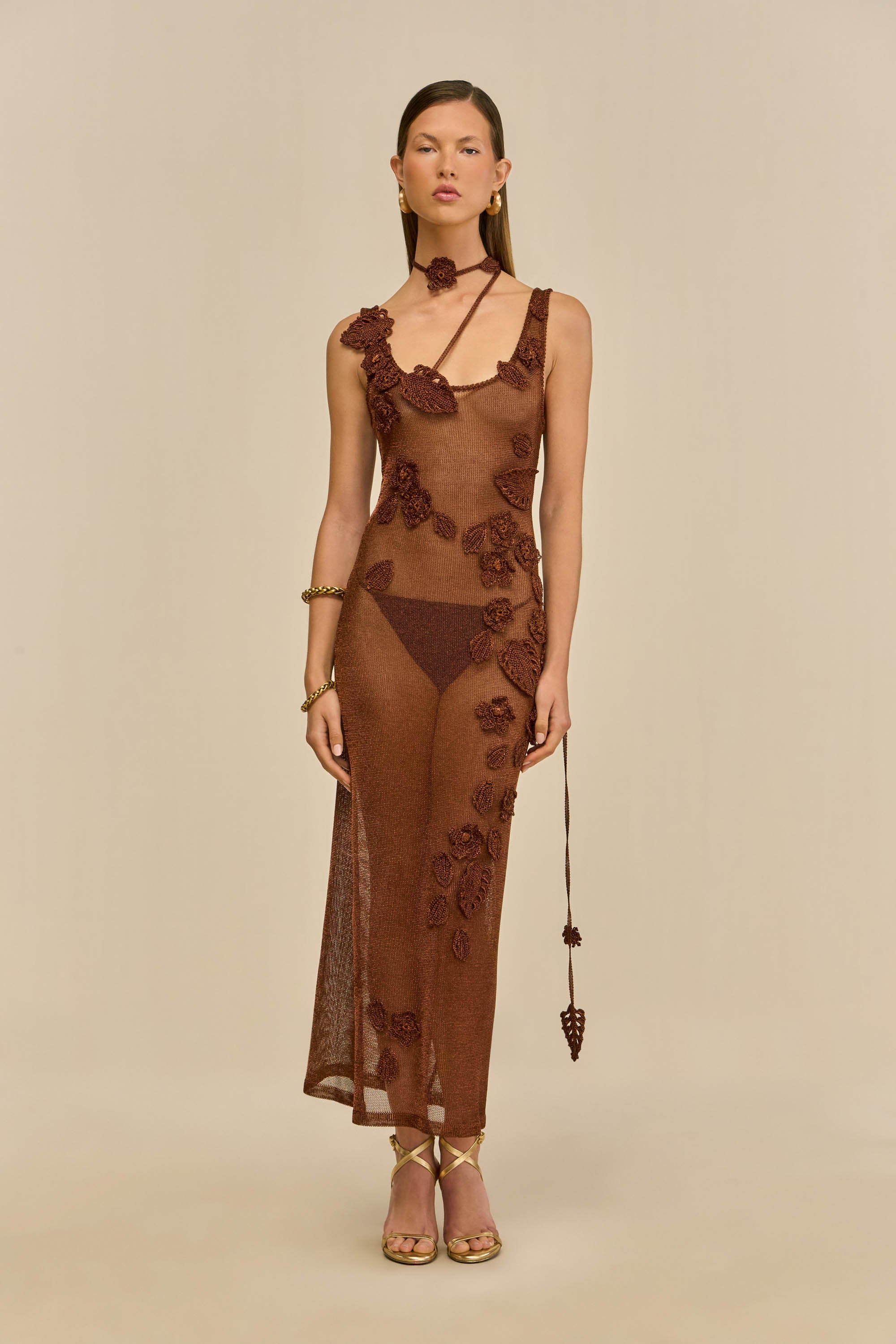PEMMA KNIT DRESS - SADDLE - Image 2