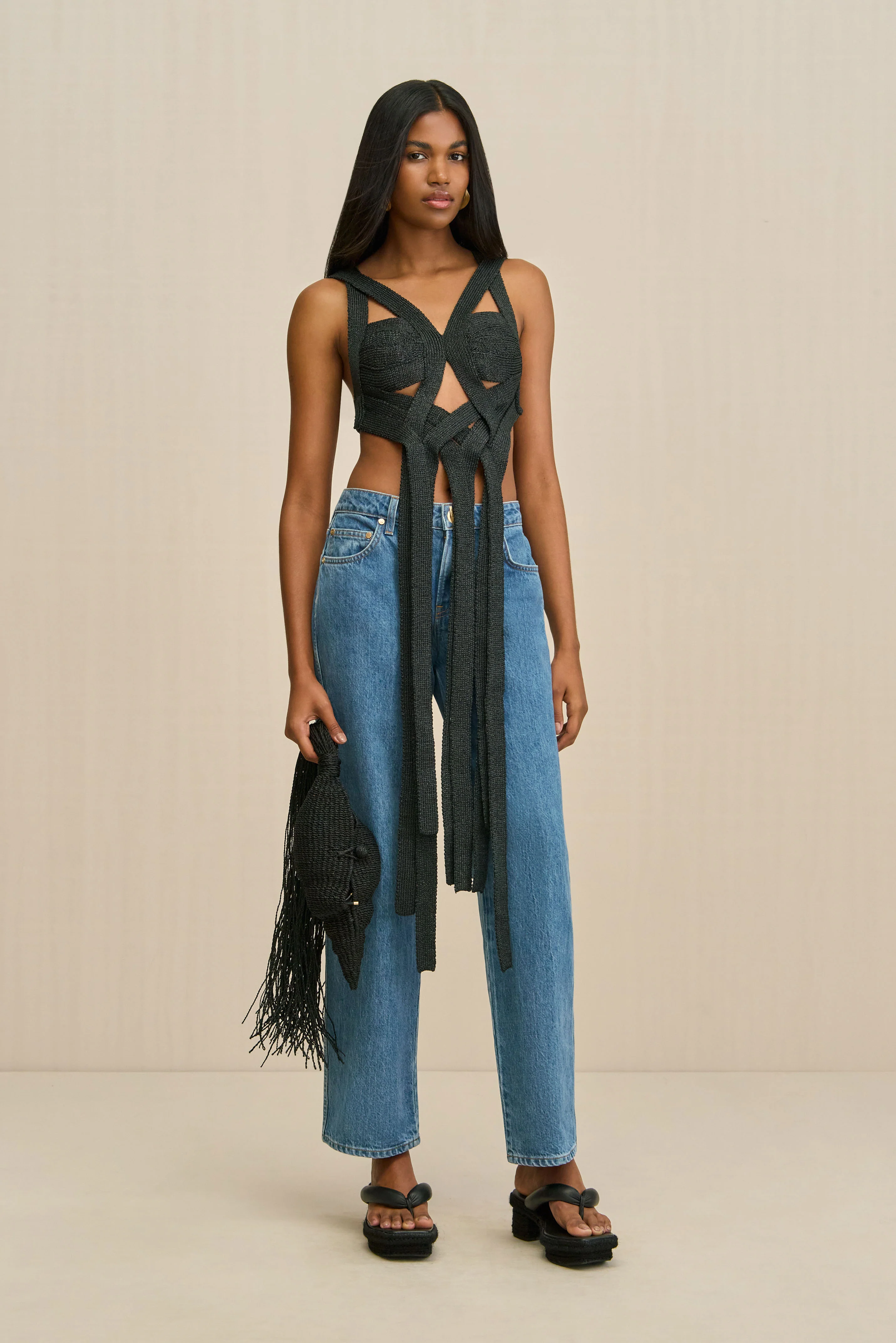 RIHANNA KNIT TOP - BLACK - Image 2
