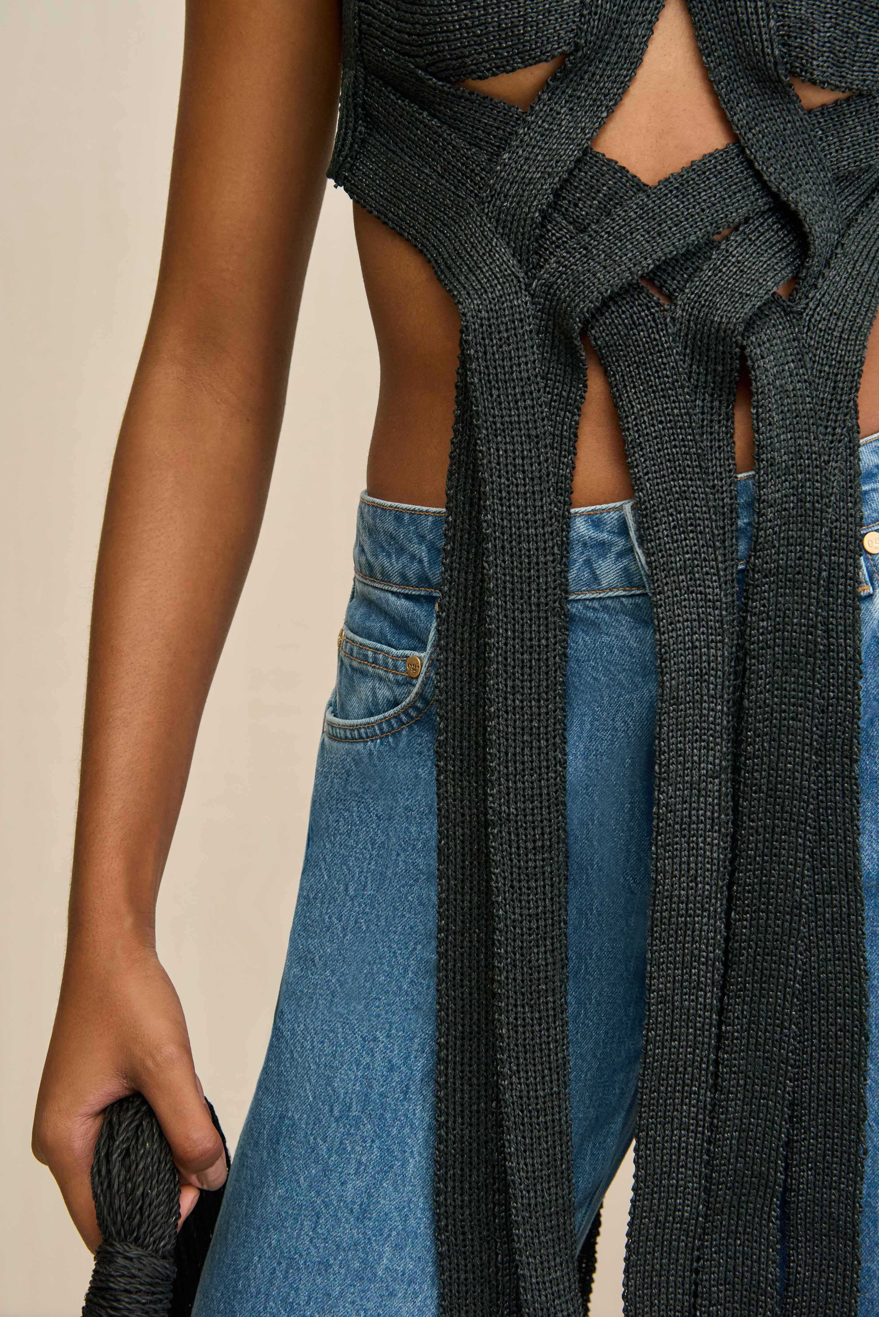 RIHANNA KNIT TOP - BLACK - Image 3