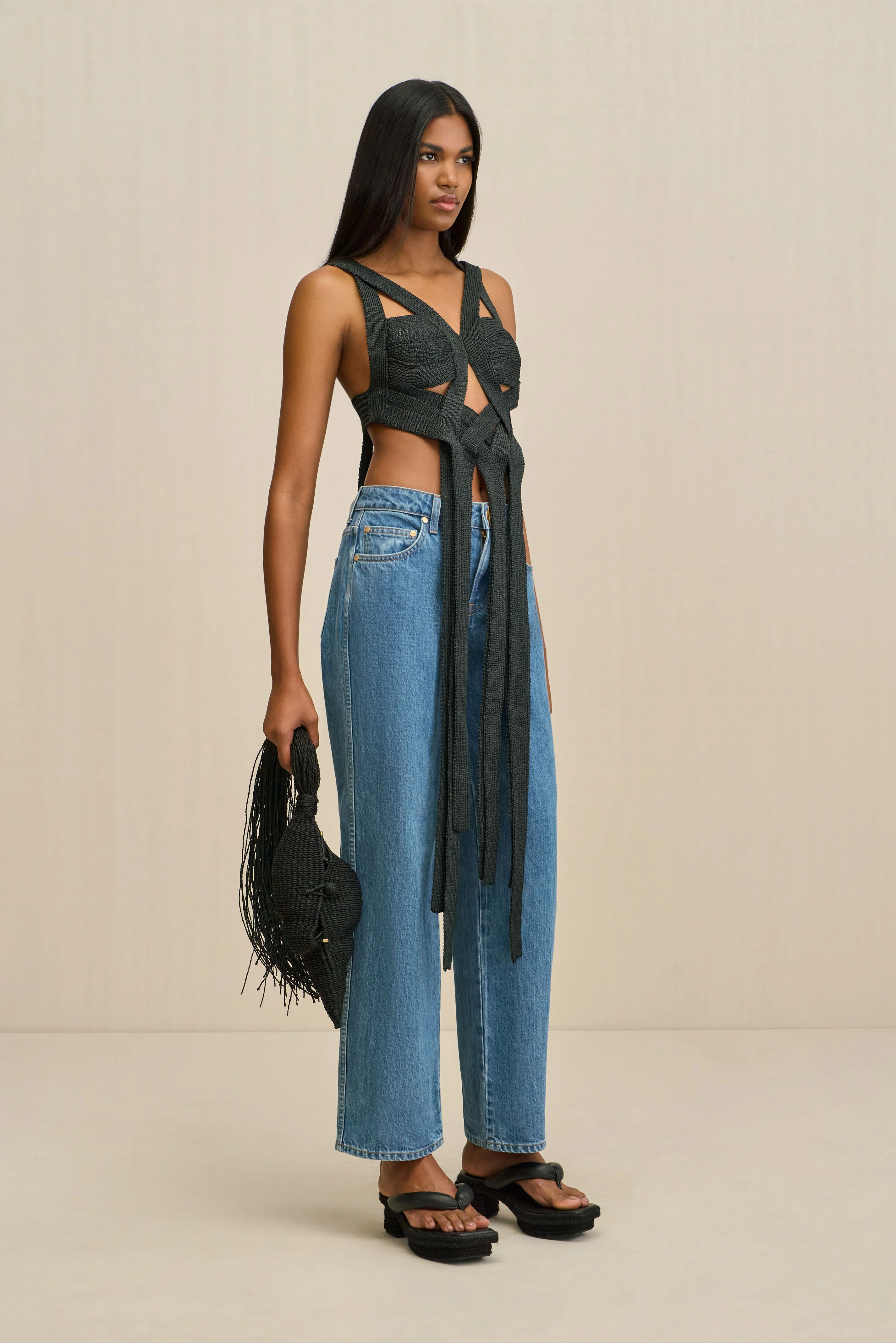 RIHANNA KNIT TOP - BLACK - Image 4