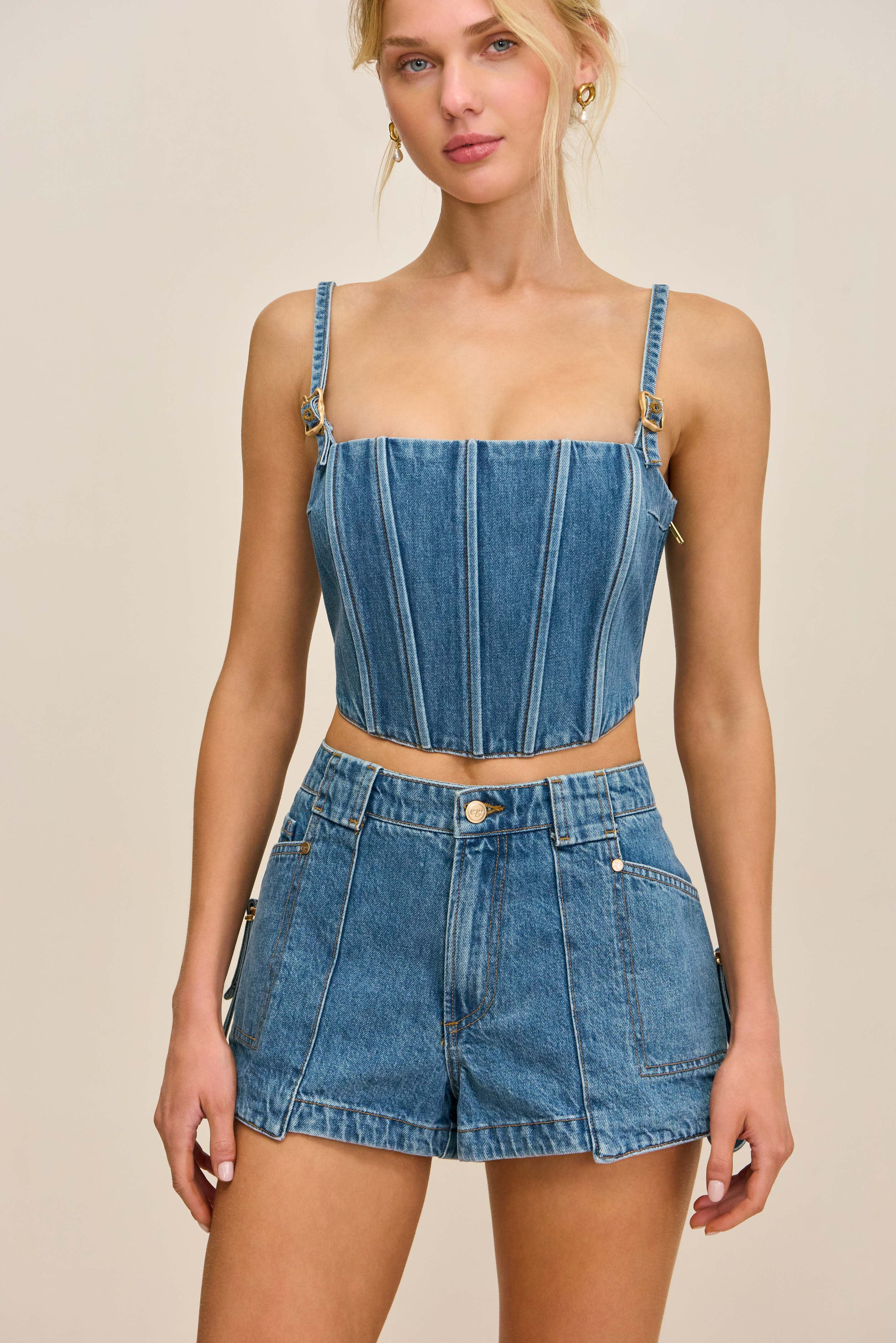 SHELLEY SHORT - MEDIUM STONE WASH - Image 3