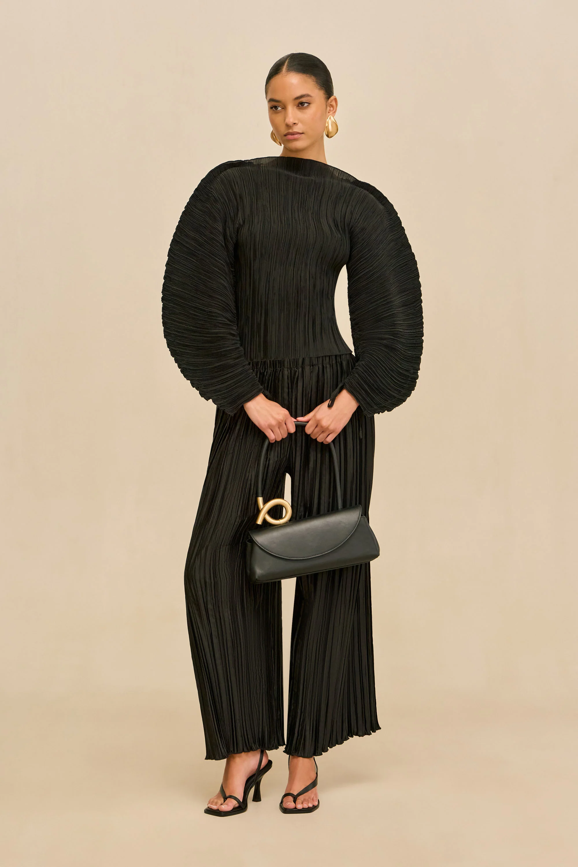 STACIE PANT - BLACK PLISSÉ - Image 3
