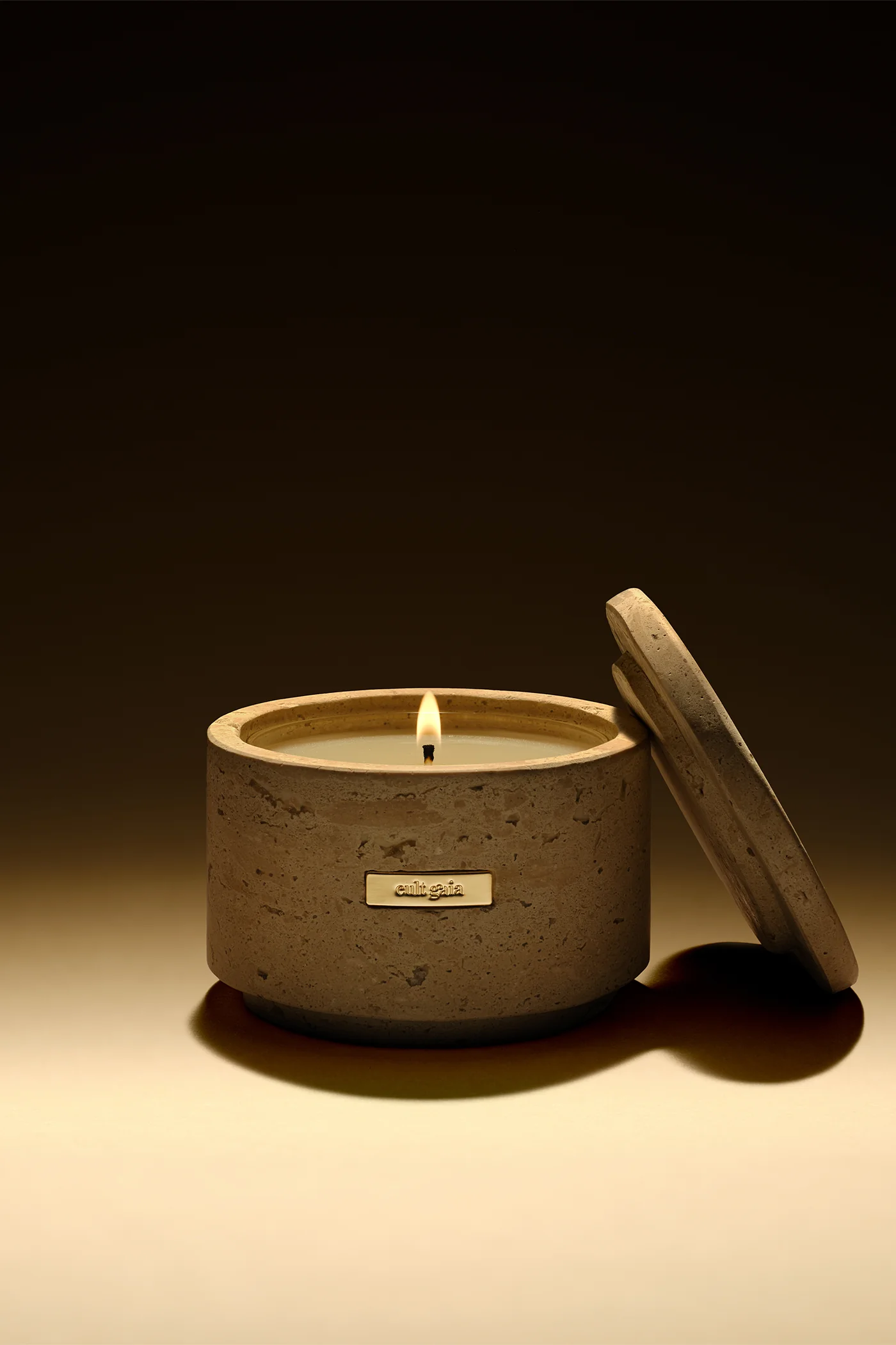 TRAVERTINE VESSEL & CANDLE - Image 3