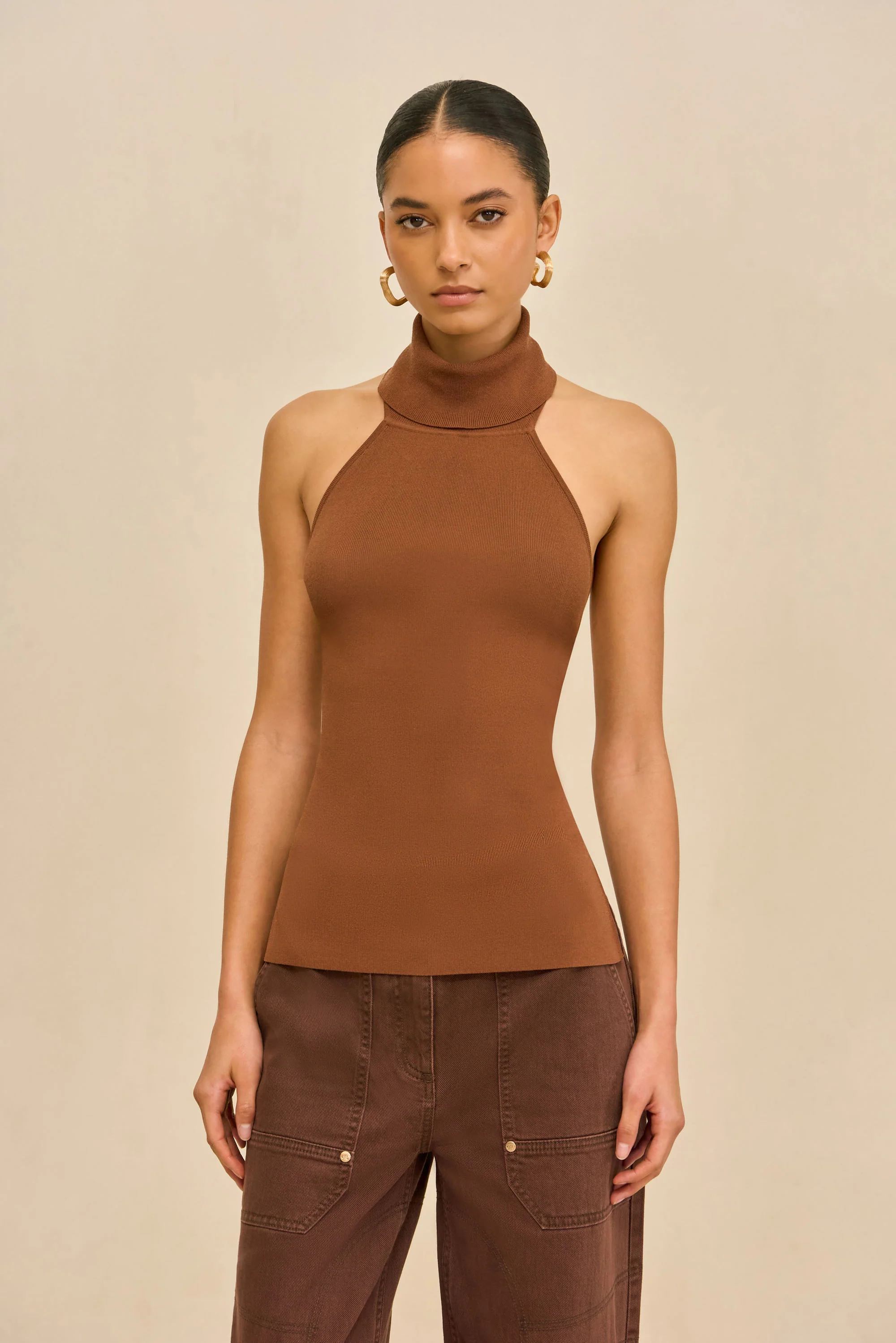 WAKE KNIT TOP - SADDLE